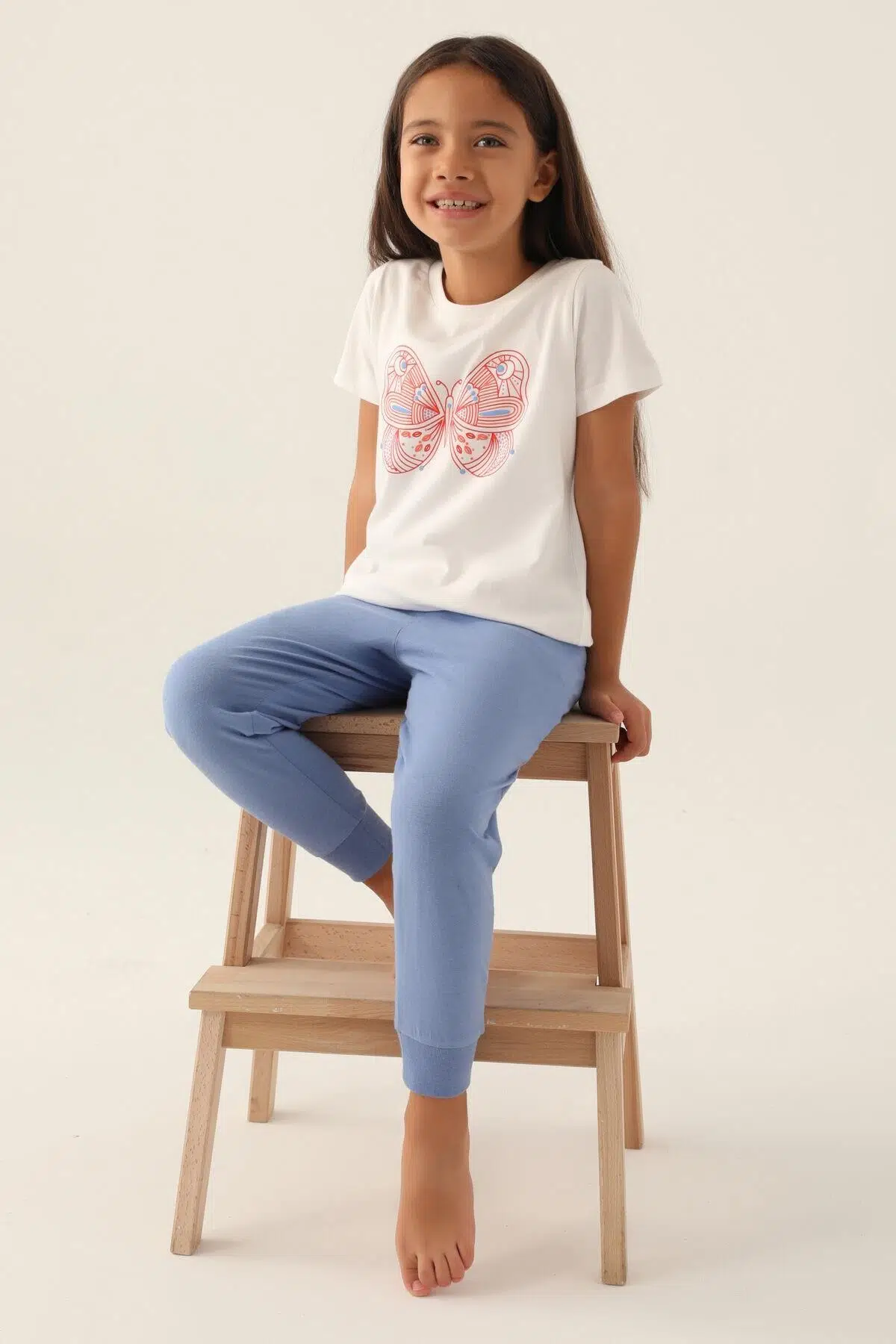 Roly Poly 3390 Butterfly Kız Çocuk Pijama Takımı - KREM