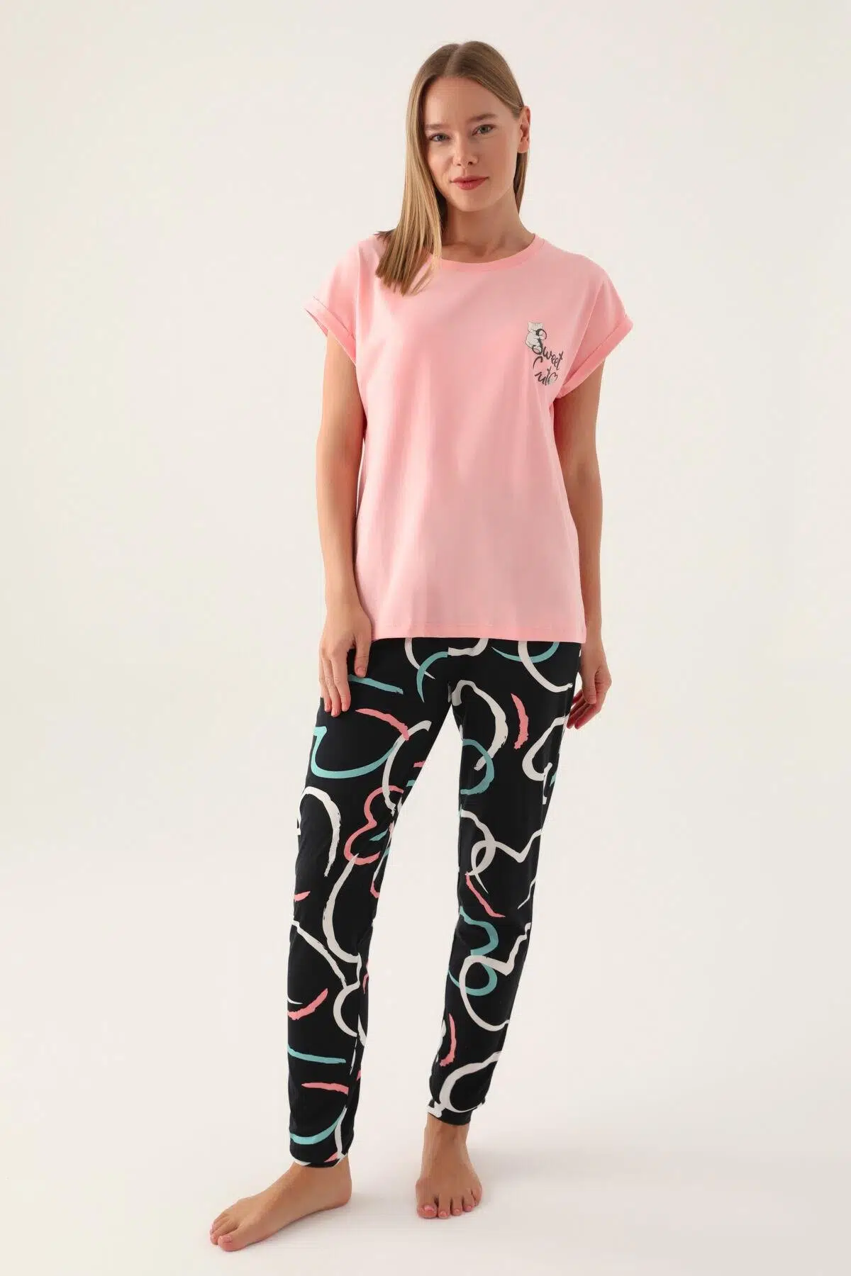 Roly Poly 3399 Cute Kadın Kısa Kol Pijama Takımı - SOMON