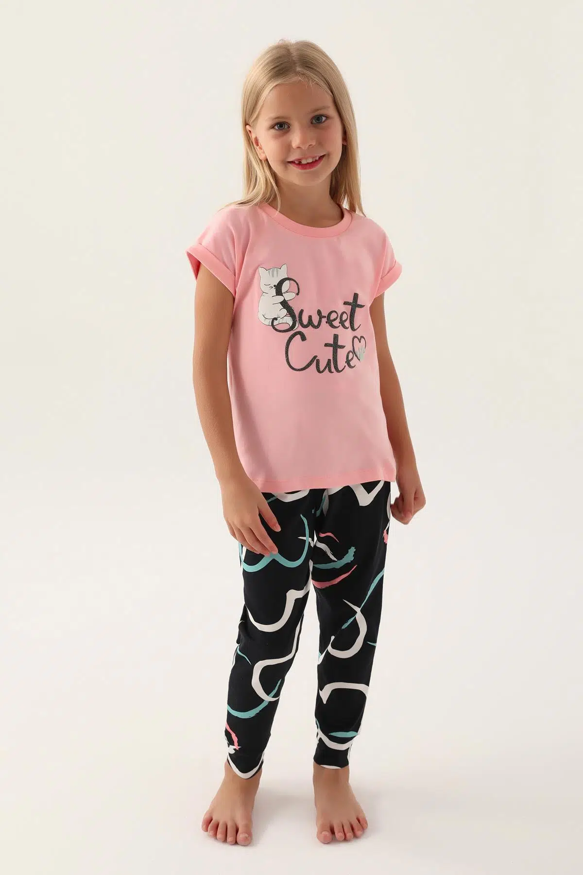 Roly Poly 3399 Garson Sweet Kız Çocuk Pijama Takımı - SU YEŞİLİ
