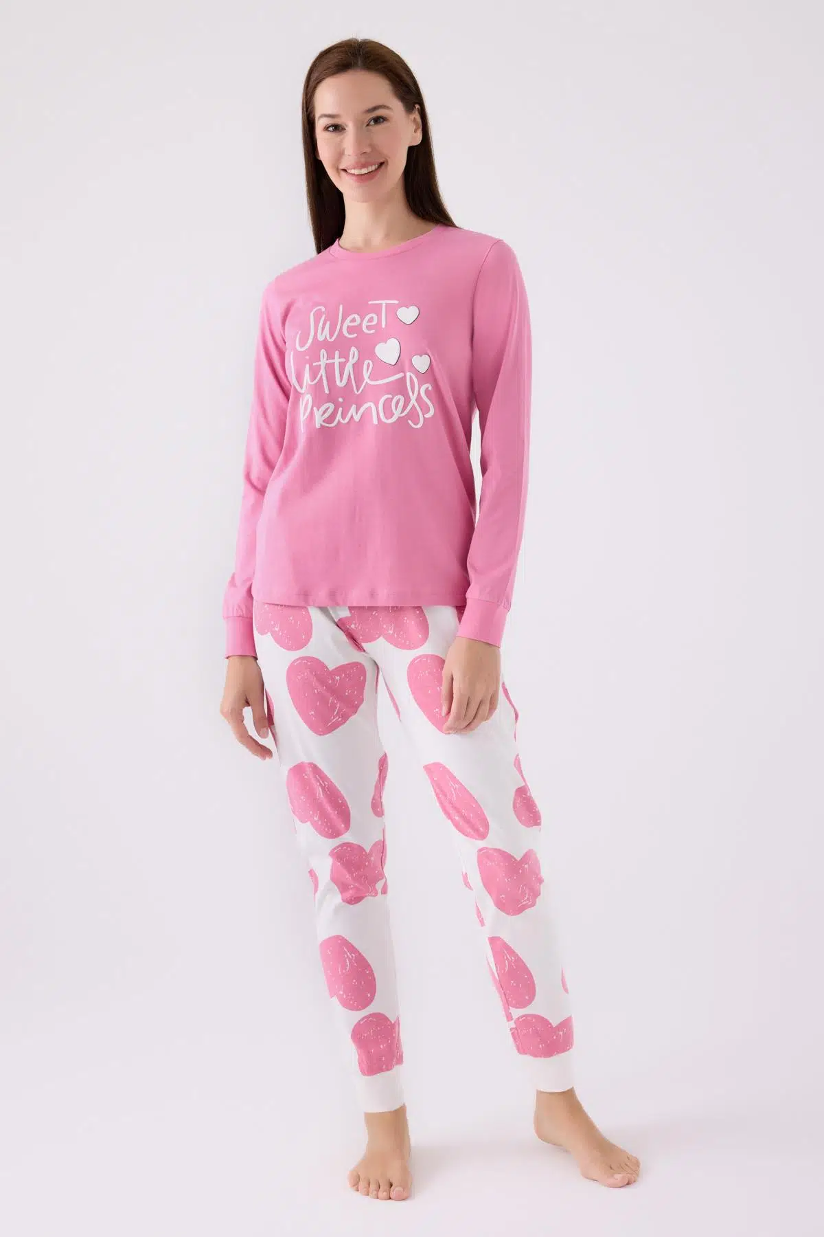 Roly Poly 3470 Sweet Little Princess Kadın Karanfil Uzun Kol Pijama Takım - KARANFİL