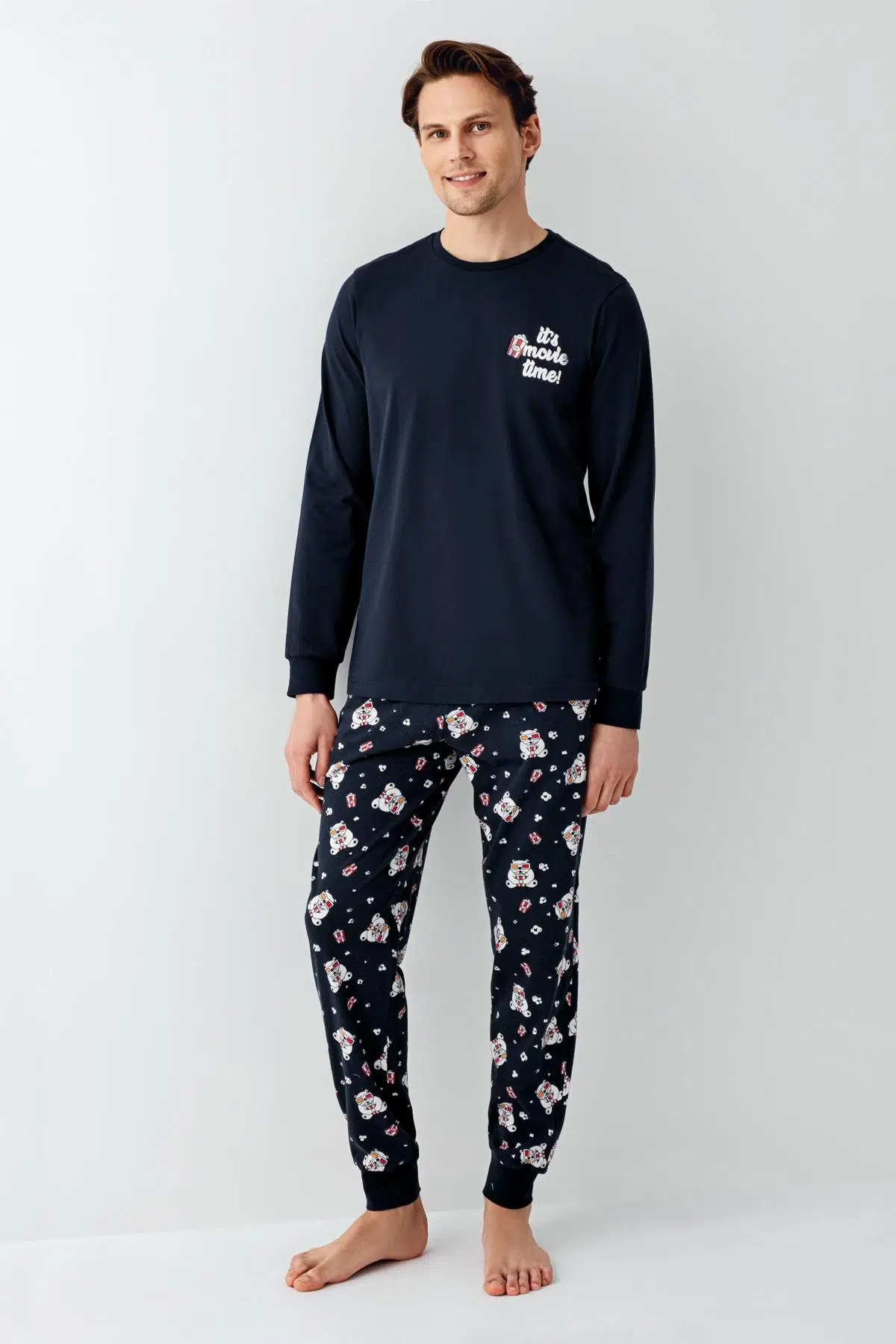 Roly Poly Erkek Aile It's Movie Time %100 Pamuk Uzun Kollu Pijama Takım