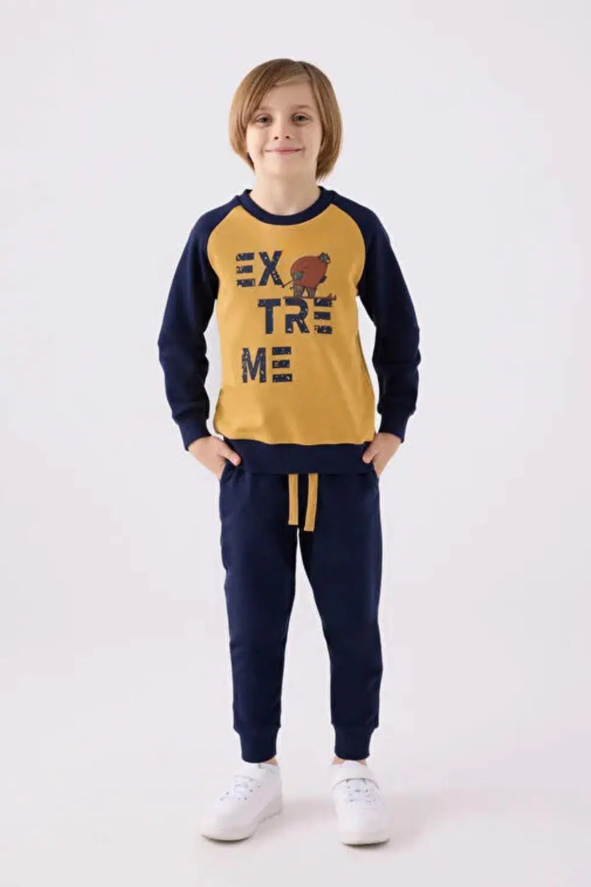 Roly Poly Erkek Çocuk 3 İplik Paçası Lastikli Uzun Kollu Eşofman Takımı