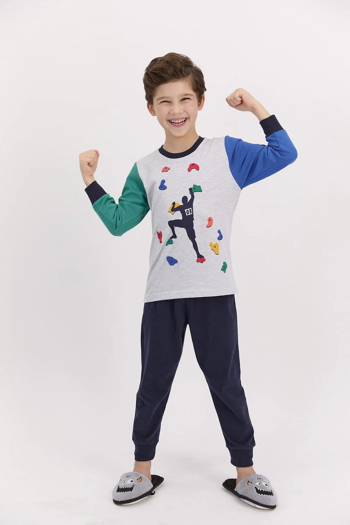 RolyPoly 2510 Erkek Çocuk Uzun Kol Pijama Takımı - GRİ