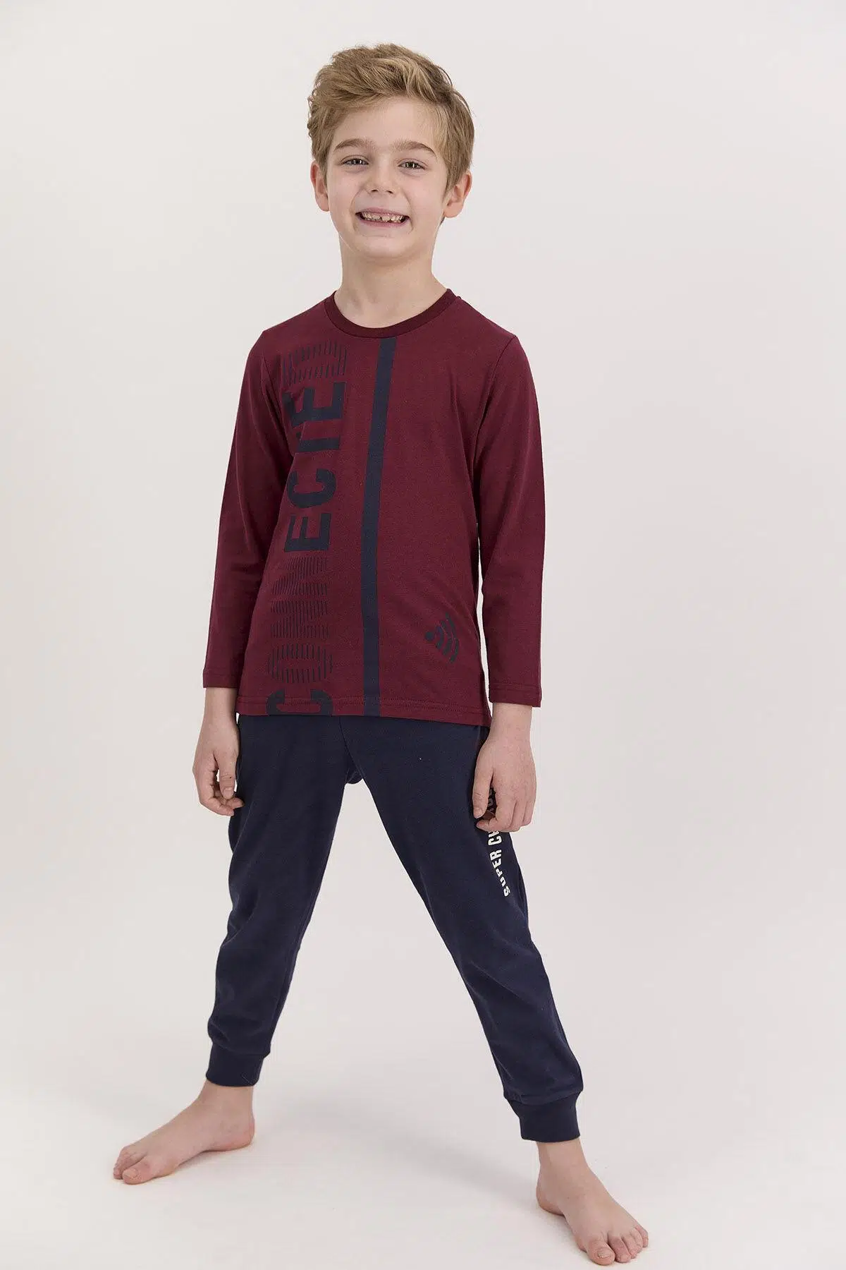 RolyPoly 2542 Connected Bordo Erkek Çocuk Pijama Takımı - BORDO