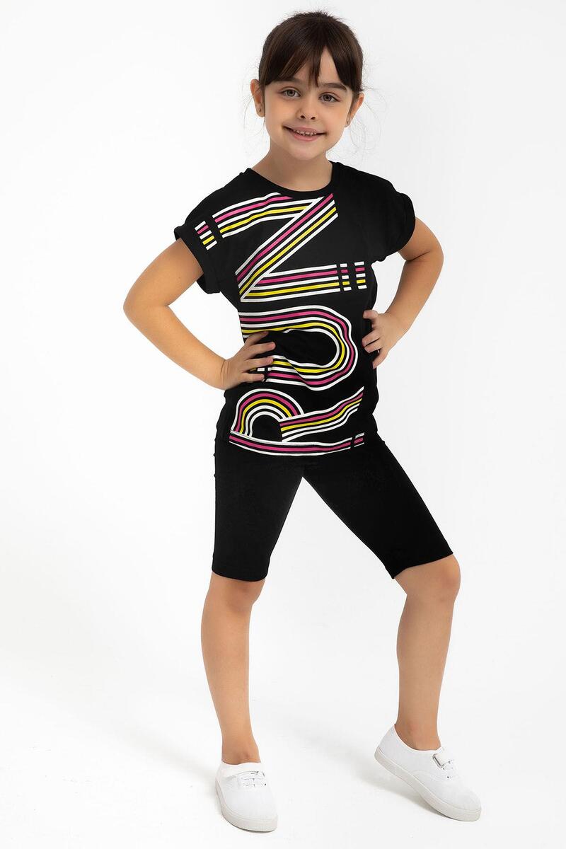 Roly Poly 2776 Run Siyah Kız Çocuk Bermuda Tayt Takım - SİYAH