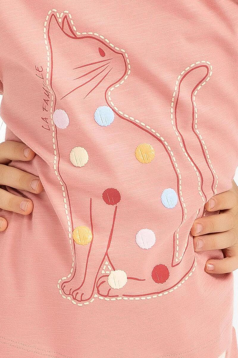 Roly Poly 2791 Garson Cat Fil Dişi Kız Çocuk Kapri Takım - ŞEFTALİ