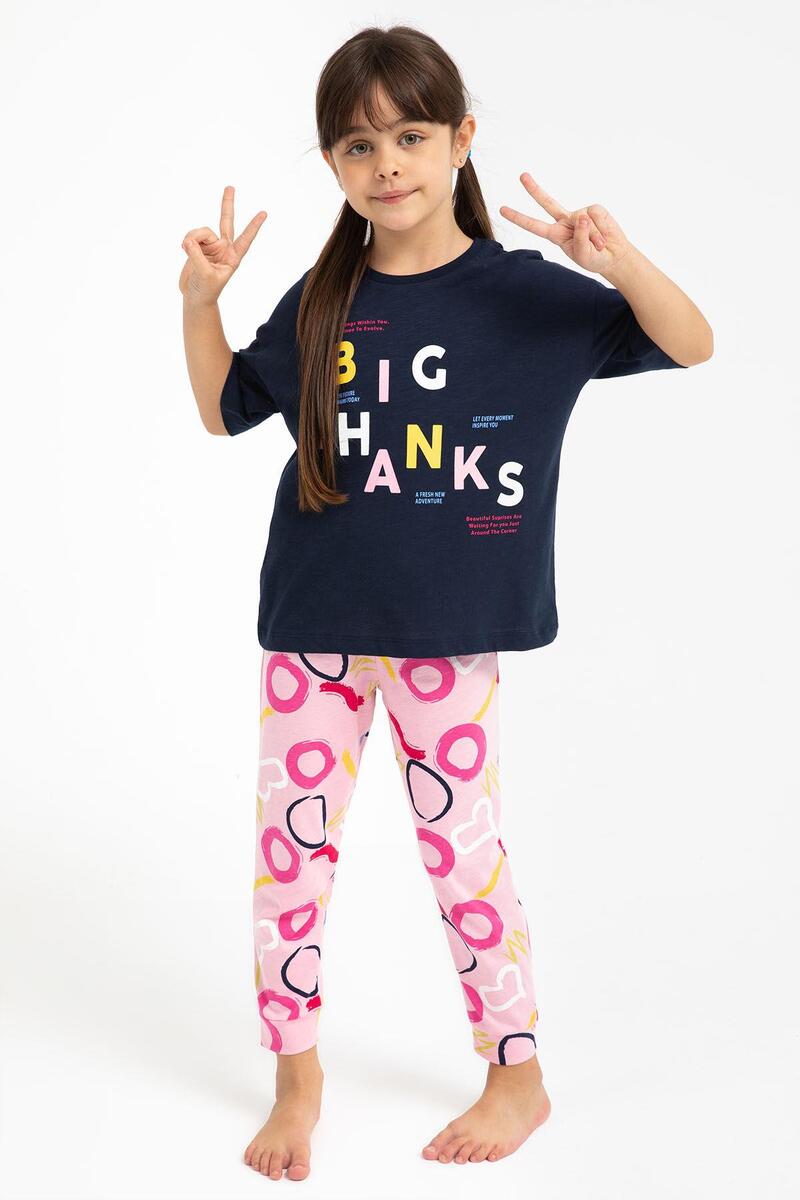 Roly Poly 2800 Big Thanks Lacivert Kız Çocuk Pijama Takımı - LACİVERT