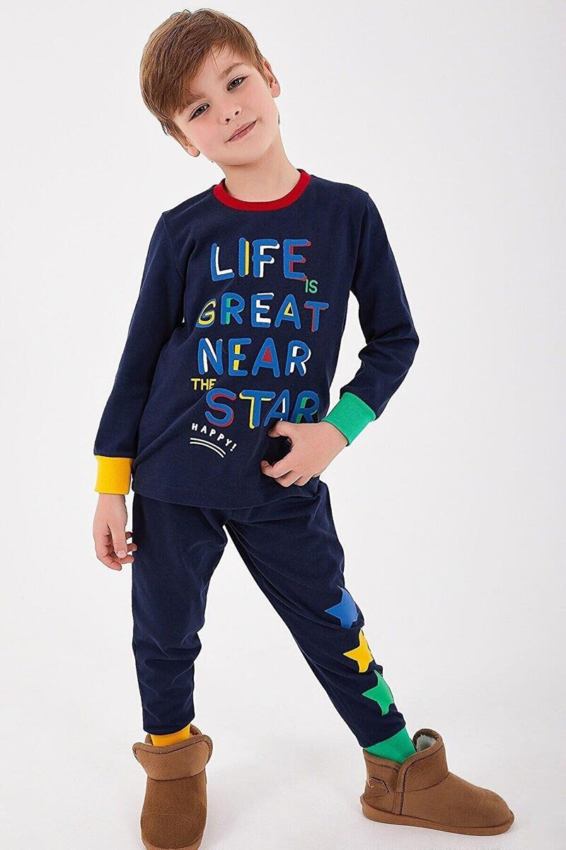 Roly Poly 2883 Life Great Near Star Erkek Çocuk Uzun Kol Pijama Takım - LACİVERT