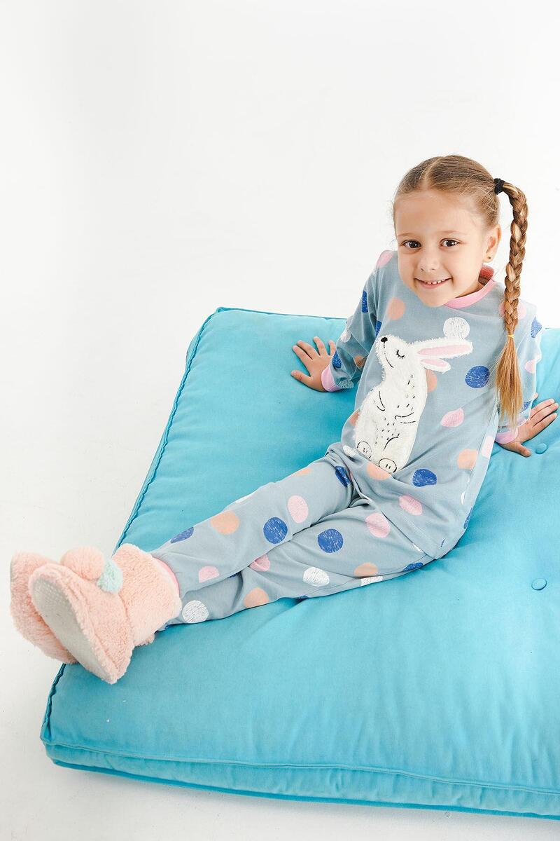Roly Poly 2964 Garson Rabbit Kız Çocuk Uzun Kol Pijama Takım - SU YEŞİLİ