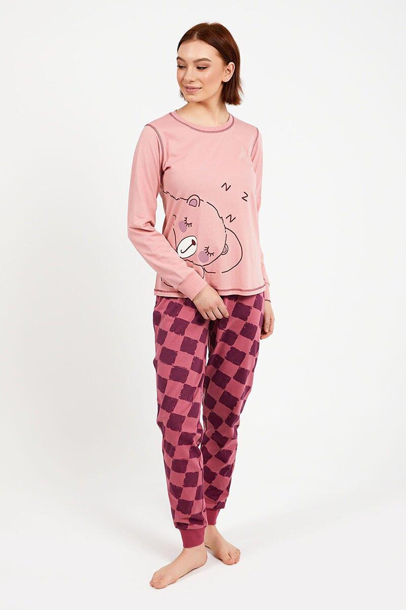 Roly Poly 2981 Bear Pembe Kadın Uzun Kol Pijama Takım - GÜL