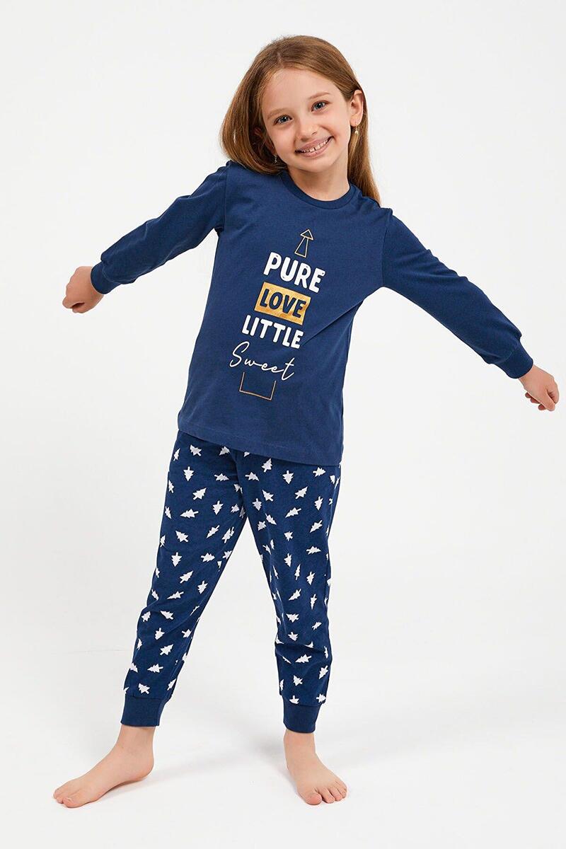 Roly Poly 2995 Pure Love Little Sweet Koyu İndigo Kız Çocuk Uzun Kol Pijama Takım - İNDİGO