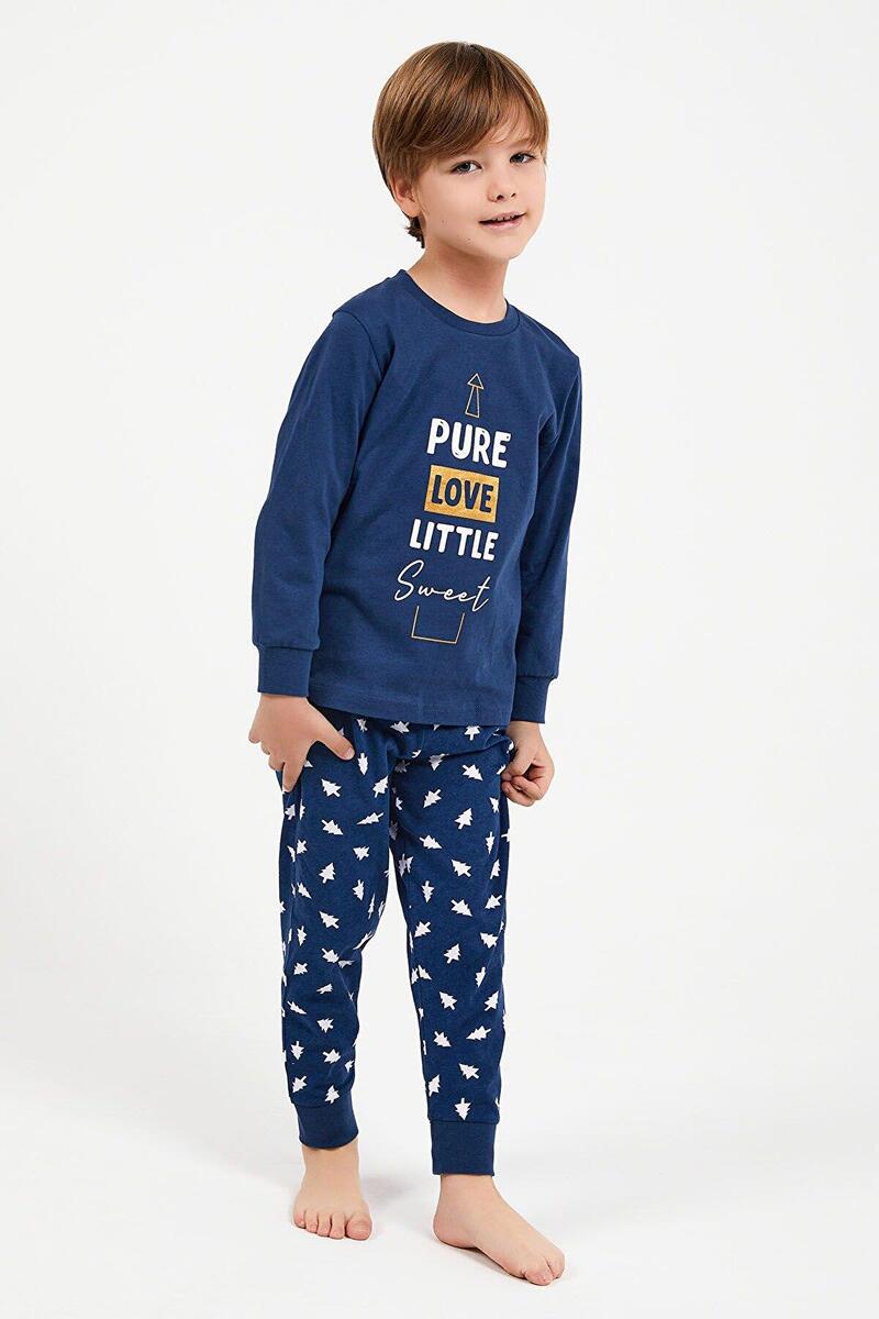 Roly Poly 2996 Pure Love Little Sweet Koyu İndigo Erkek Çocuk Uzun Kol Pijama Takım - İNDİGO