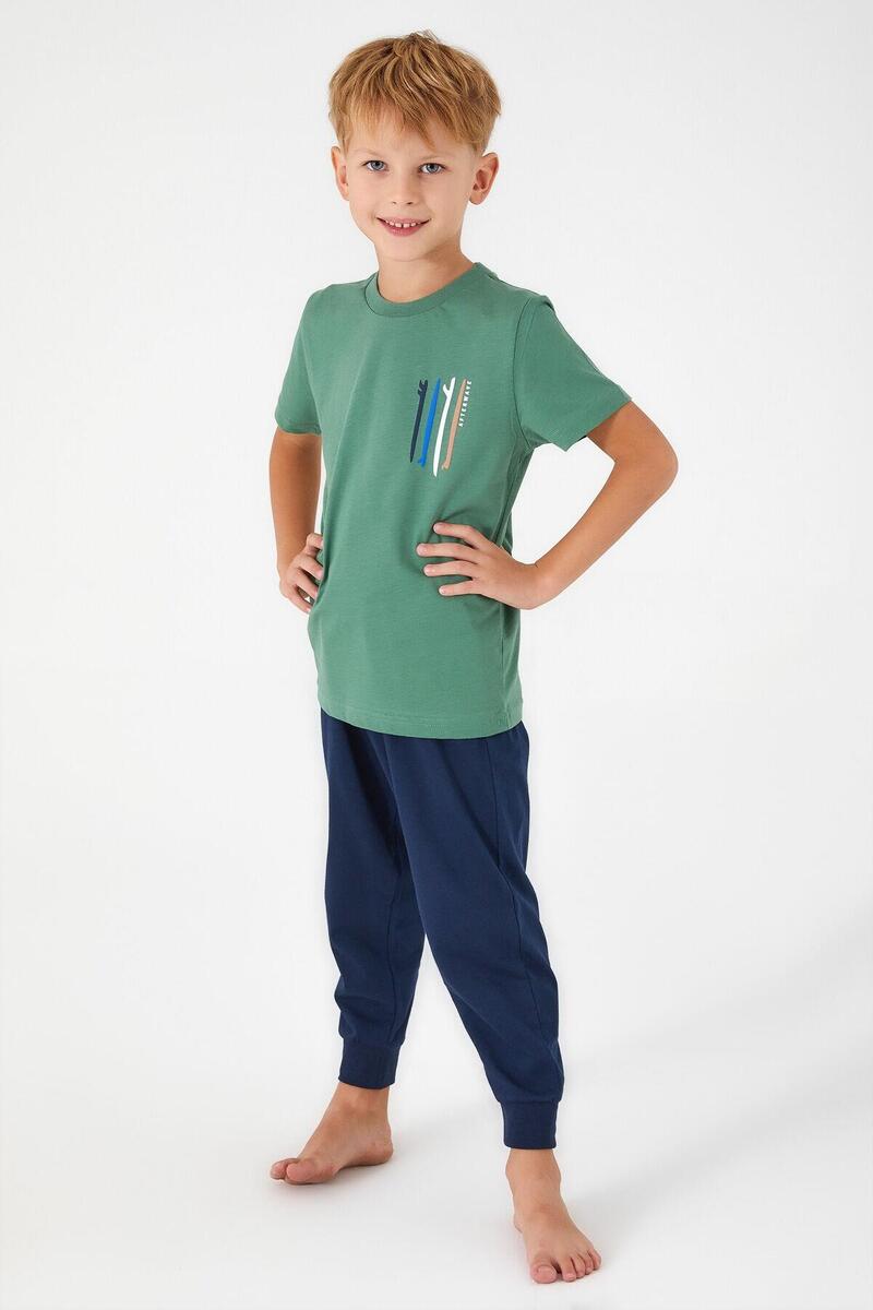 Roly Poly 3019 Afterwave Erkek Çocuk Kısa Kol Pijama Takım - YEŞİL