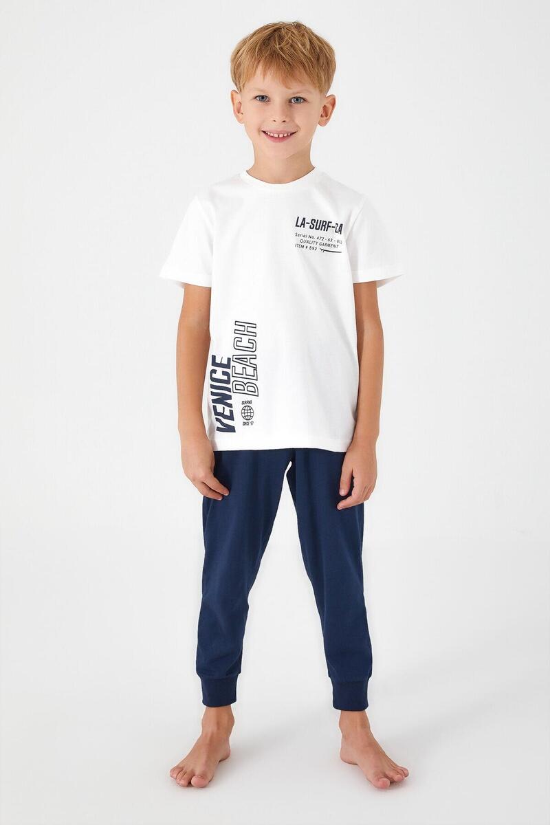 Roly Poly 3041 Venice Beach Erkek Çocuk Kısa Kol Pijama Takım - KREM