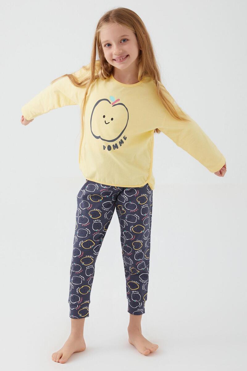 Roly Poly 3063 Pomme Apple Kız Çocuk Uzun Kol Pijama Takım - SARI