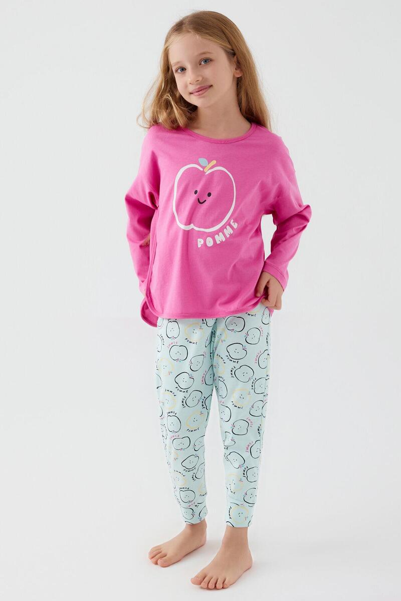 Roly Poly 3063 Pomme Apple Kız Çocuk Uzun Kol Pijama Takım - FUŞYA