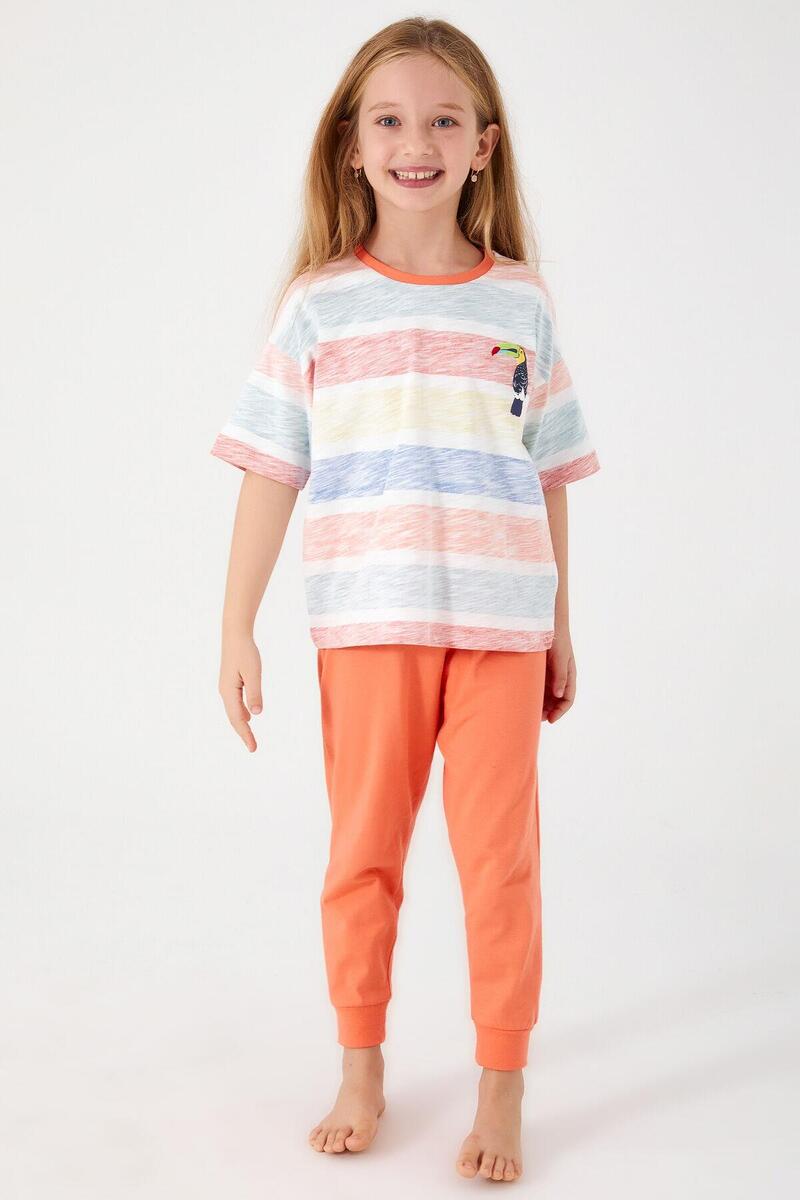 Roly Poly 3097 Garson Bird Krem Kız Çocuk Kısa Kol Pijama Takım - KREM