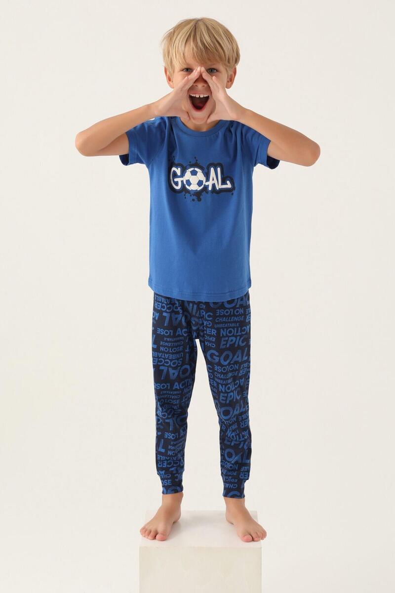 Roly Poly 3344 Goal Erkek Çocuk Pijama Takımı - MAVİ