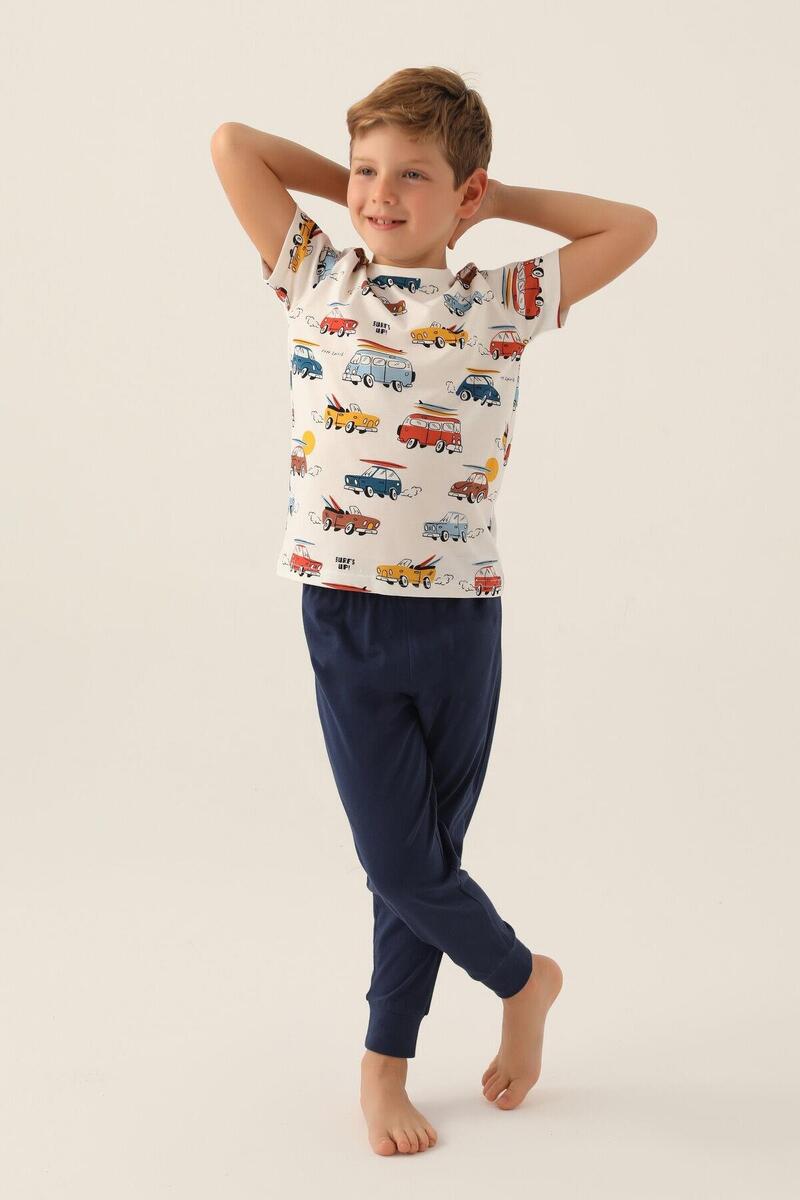 Roly Poly 3358 Surf's Up Erkek Çocuk Pijama Takımı - KREM