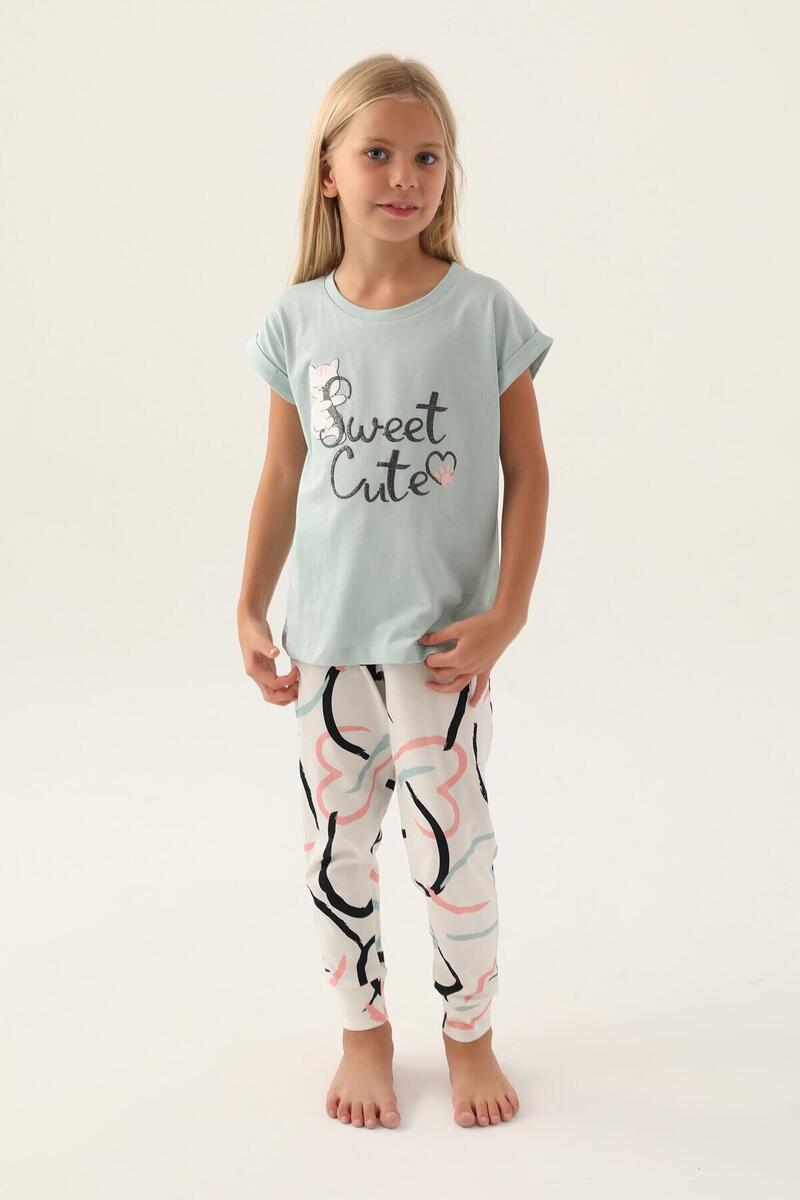 Roly Poly 3399 Garson Sweet Kız Çocuk Pijama Takımı - SU YEŞİLİ