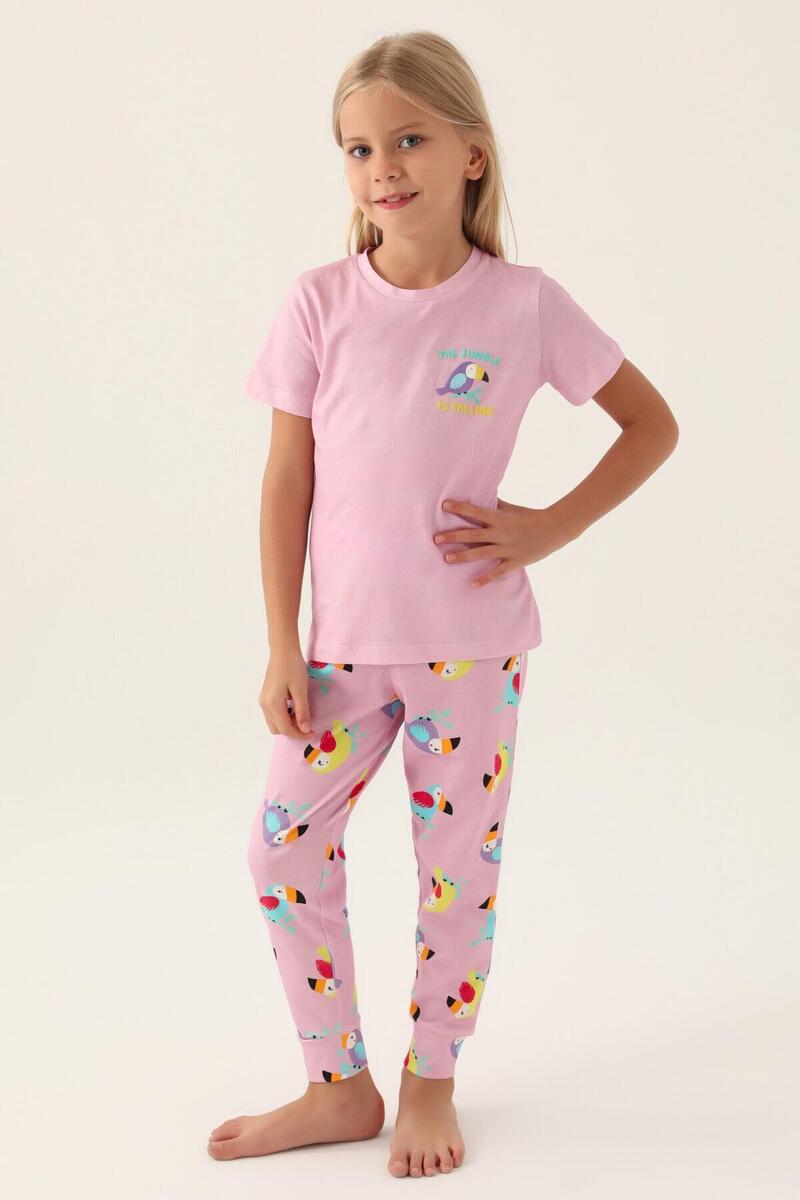 Roly Poly 3403 Garson Jungle Kız Çocuk Pijama Takımı - PEMBE