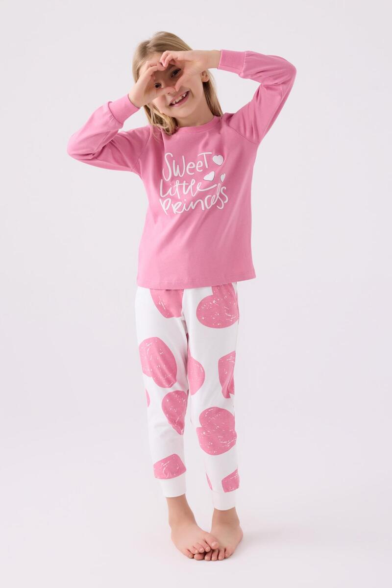 Roly Poly 3470 Garson Sweet Little Princess Kız Çocuk Uzun Kol Pijama Takım - KARANFİL