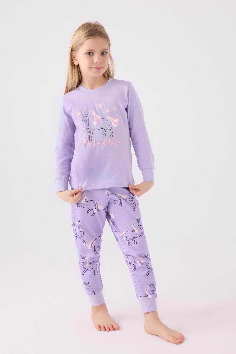 Roly Poly 3477 Princess Kız Çocuk Lila Uzun Kol Pijama Takım - LİLA