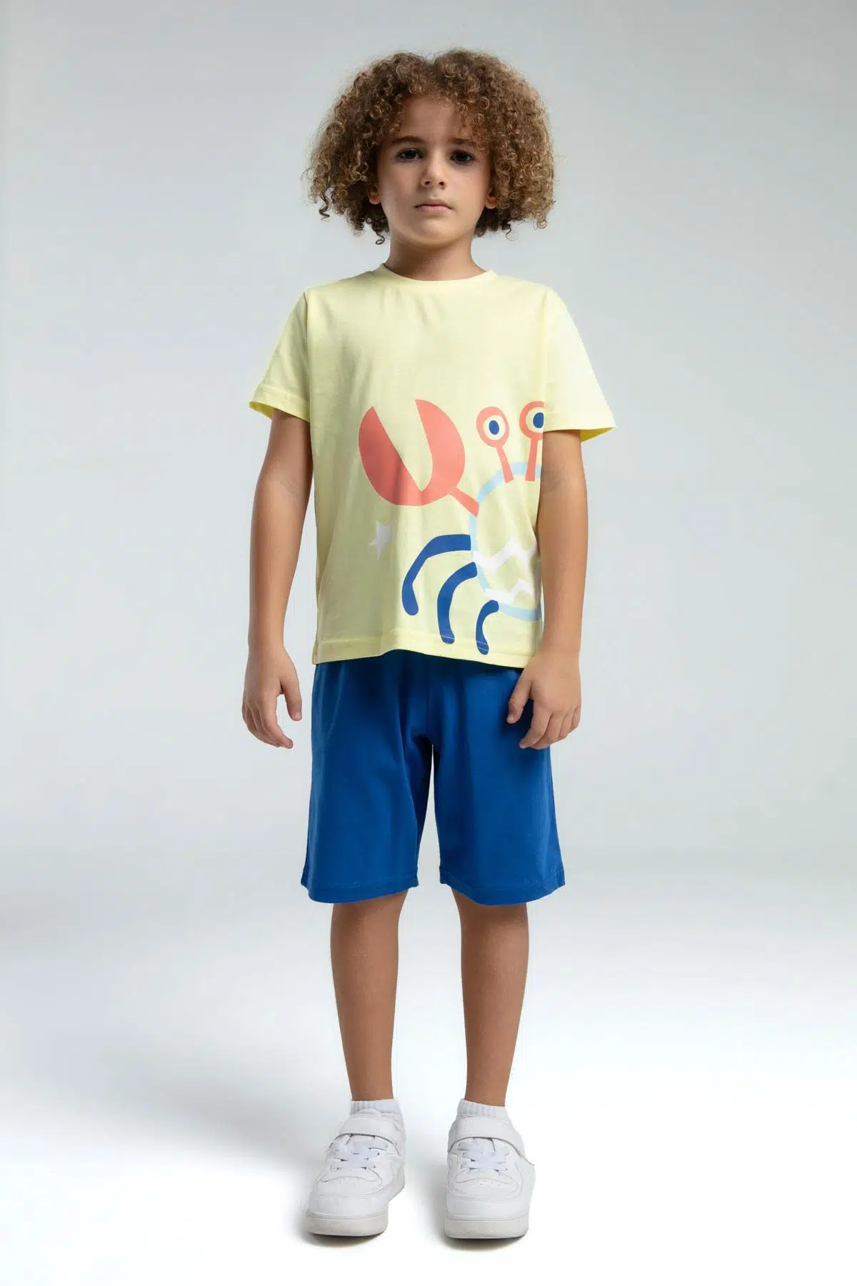 Roly Poly Crab Erkek Çocuk Regular Kalıp Kısa Kol Bermuda Şortlu Pijama Takım - SARI