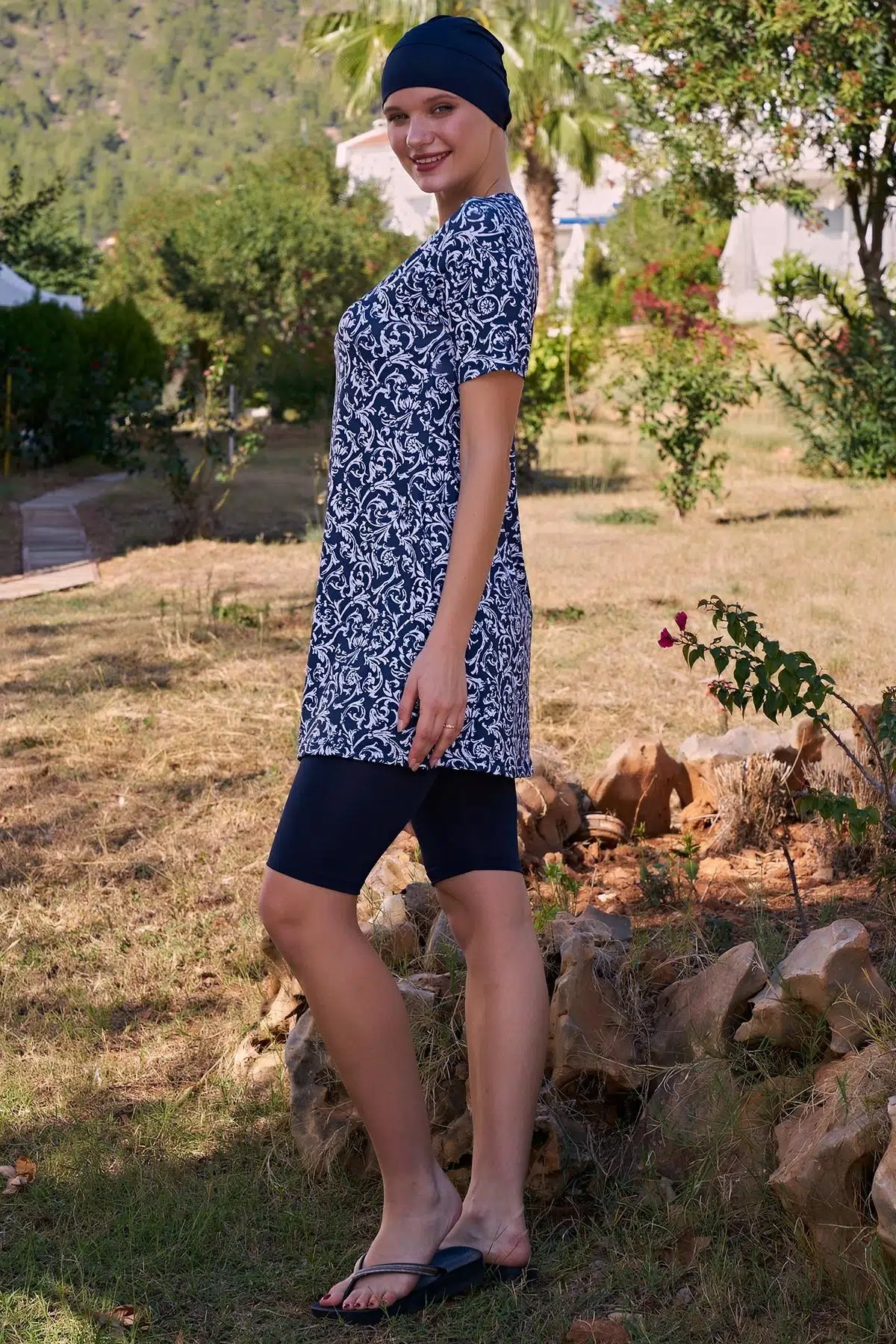 Ruko Maio 23140-1 Kadın Yarım Kol Yarı Tesettür Mayo - LACİVERT