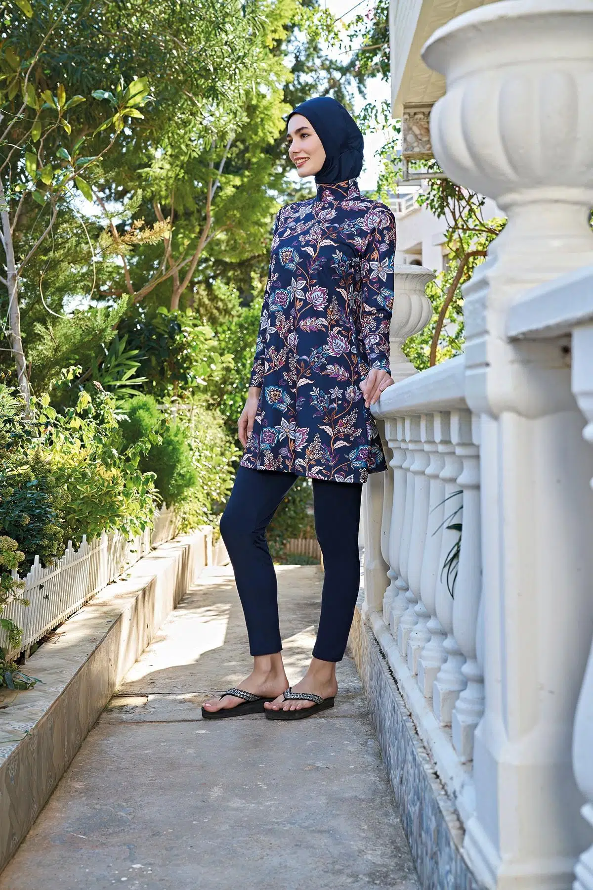 Ruko Maio 23147-4 Kadın Balıkçı Yaka Tam Tesettür Mayo - LACİVERT