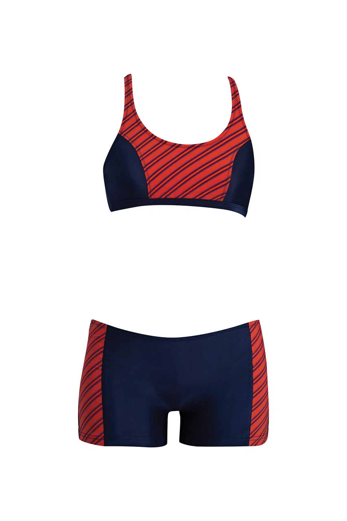 Ruko Maio 24161-1 Kız Çocuk Desenli Freeset Şortlu Bikini - LACİVERT