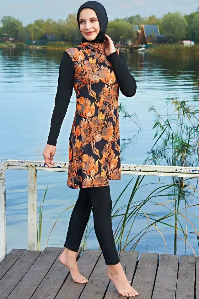 Ruko Maio Mirates 2450-12 Çabuk Kuruyan Kumaş Tesettür Mayo - DESENLİ