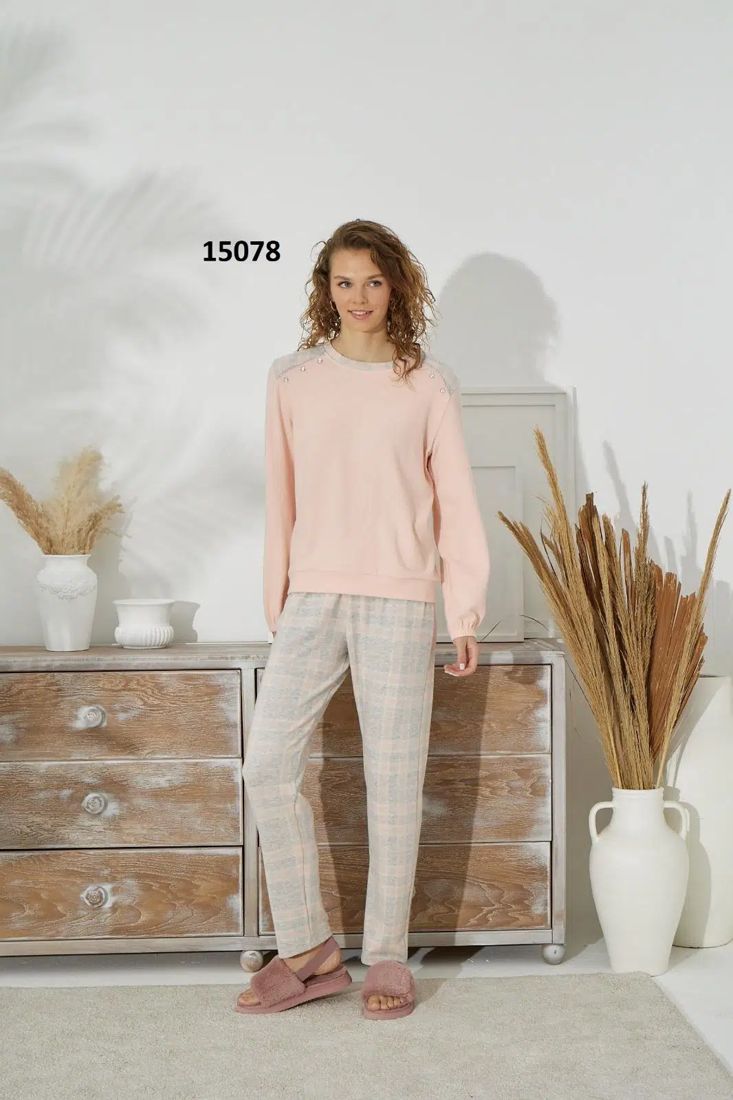 Sevim 15078 Kadın İnce Örme Uzun Kol Pijama Takım - SOMON