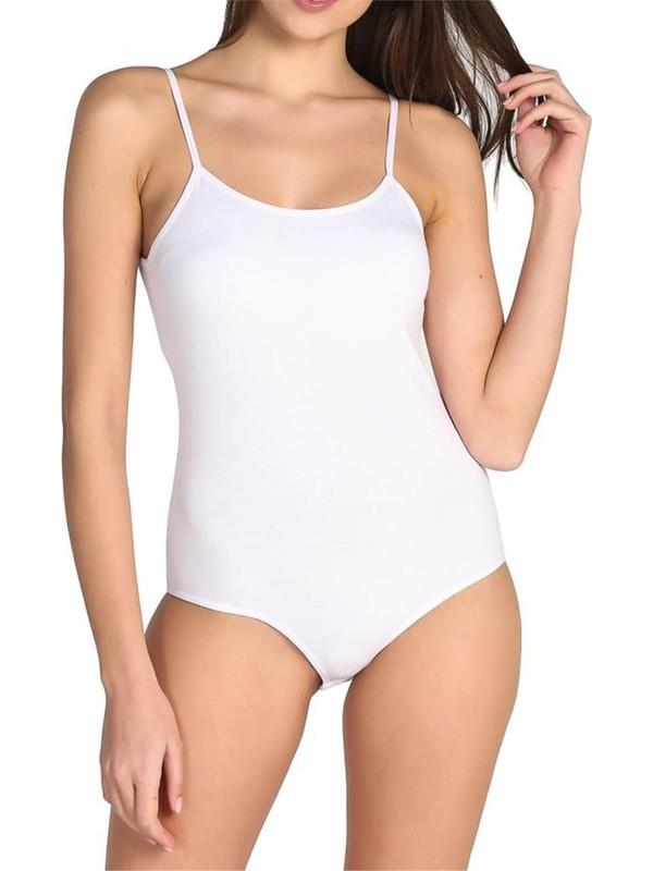 Tutku 148 Beyaz İp Askılı Çıtçıtlı Body - BEYAZ