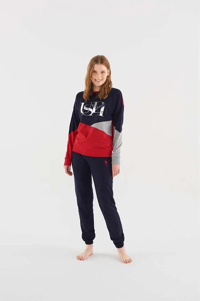 U.s Polo Assn 16816 Kadın Uzun Kollu Pijama Takımı - LACİVERT