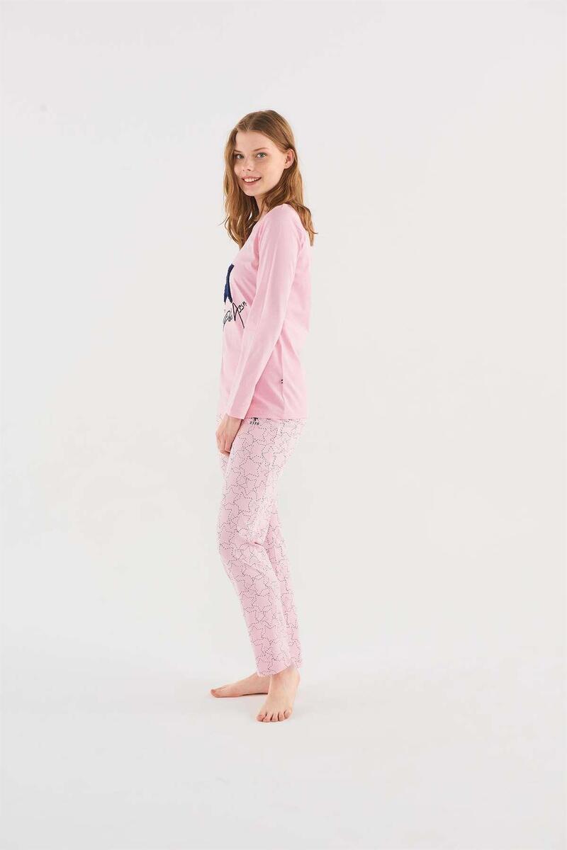 U.s Polo Assn 16835 Kadın Yuvarlak Yaka Uzun Kollu Pijama Takımı - PEMBE