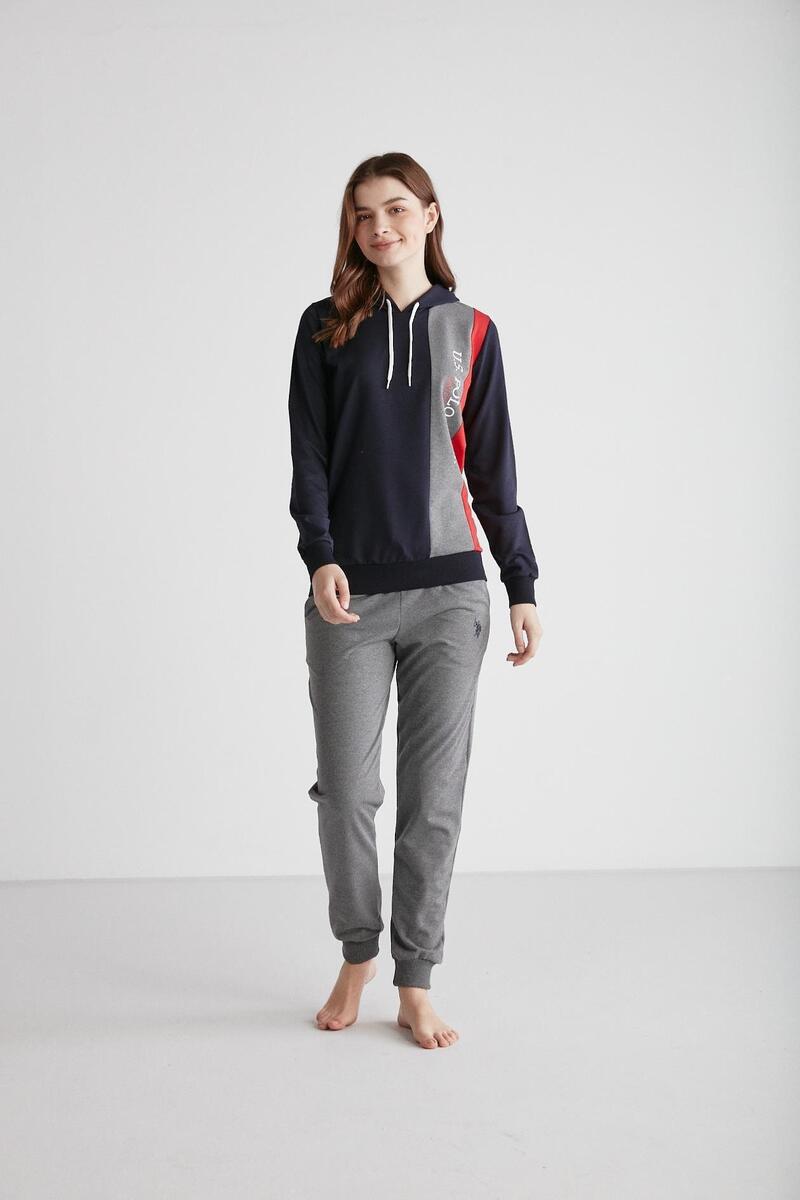U.S Polo Assn. 16940 Kadın Kapşonlu Pijama Takımı - LACİVERT