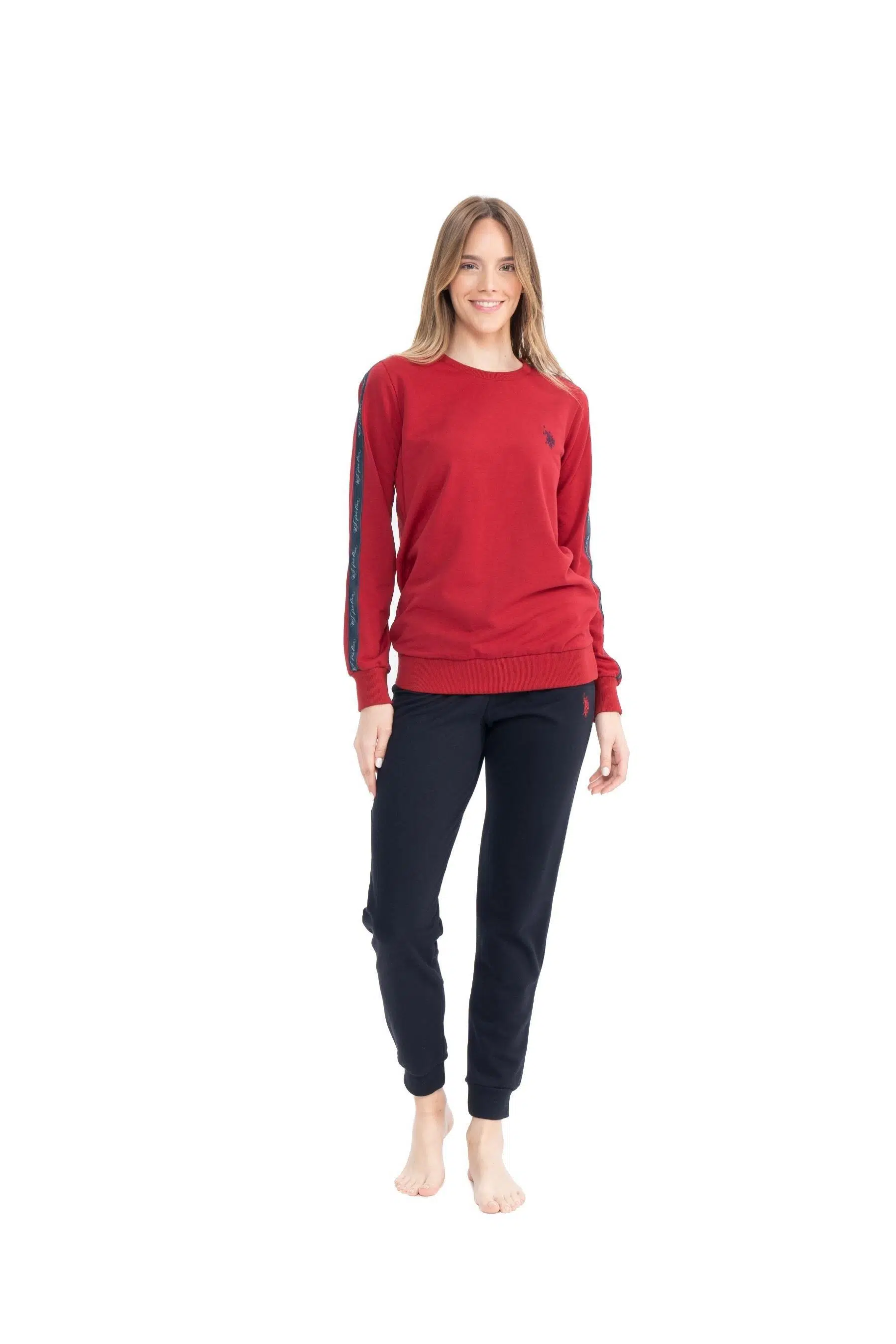 U.S. Polo Assn. 17075 Kadın Bordo Ev Giyim Pijama Takım - BORDO