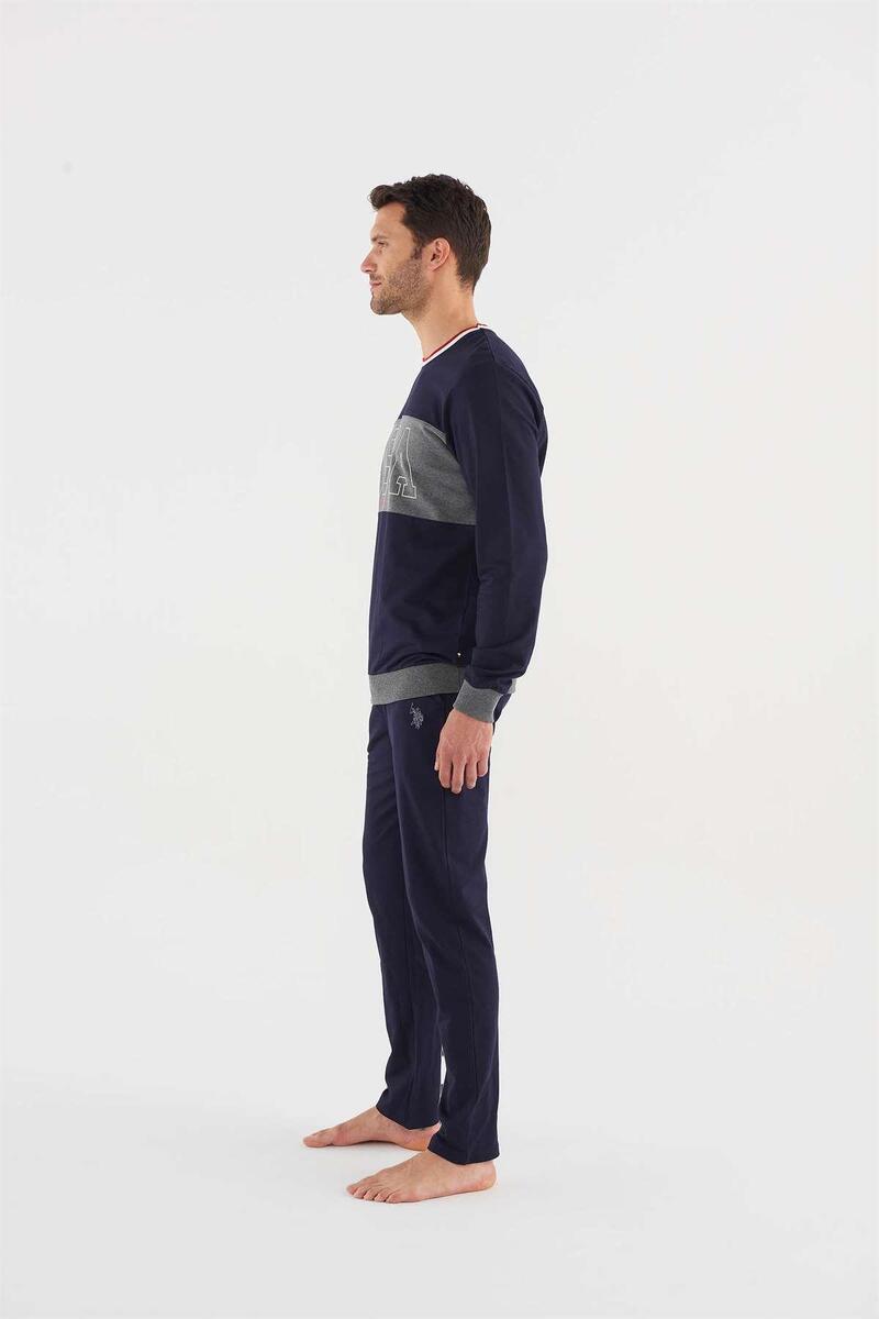 U.s Polo Assn 18616 Erkek Antrasit Melanj Pijama Takım - LACİVERT