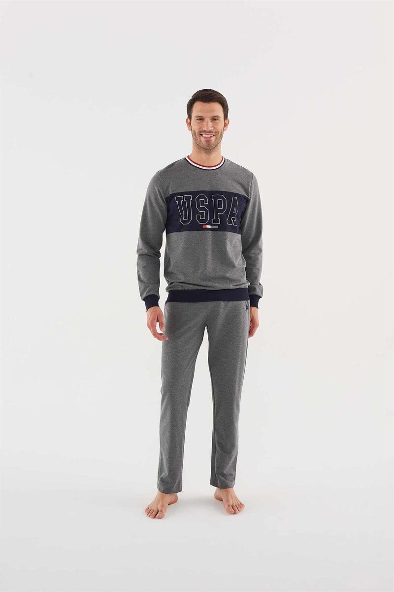 U.s Polo Assn 18616 Erkek Antrasit Melanj Pijama Takım - ANTRASİT