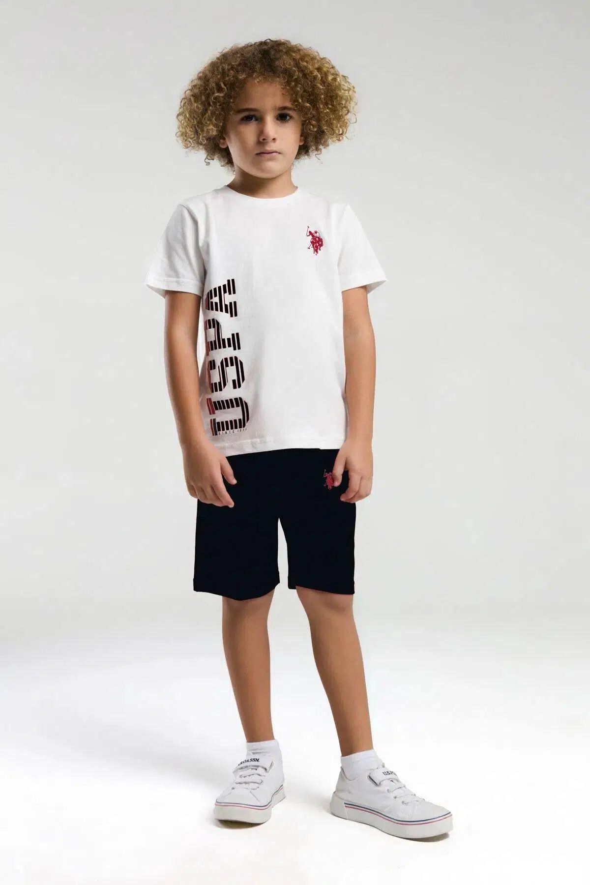 U.S. Polo Assn. 2019 Erkek Çocuk Bisiklet Yaka Logolu Şortlu Kısa Kollu Pijama Takım - BEYAZ