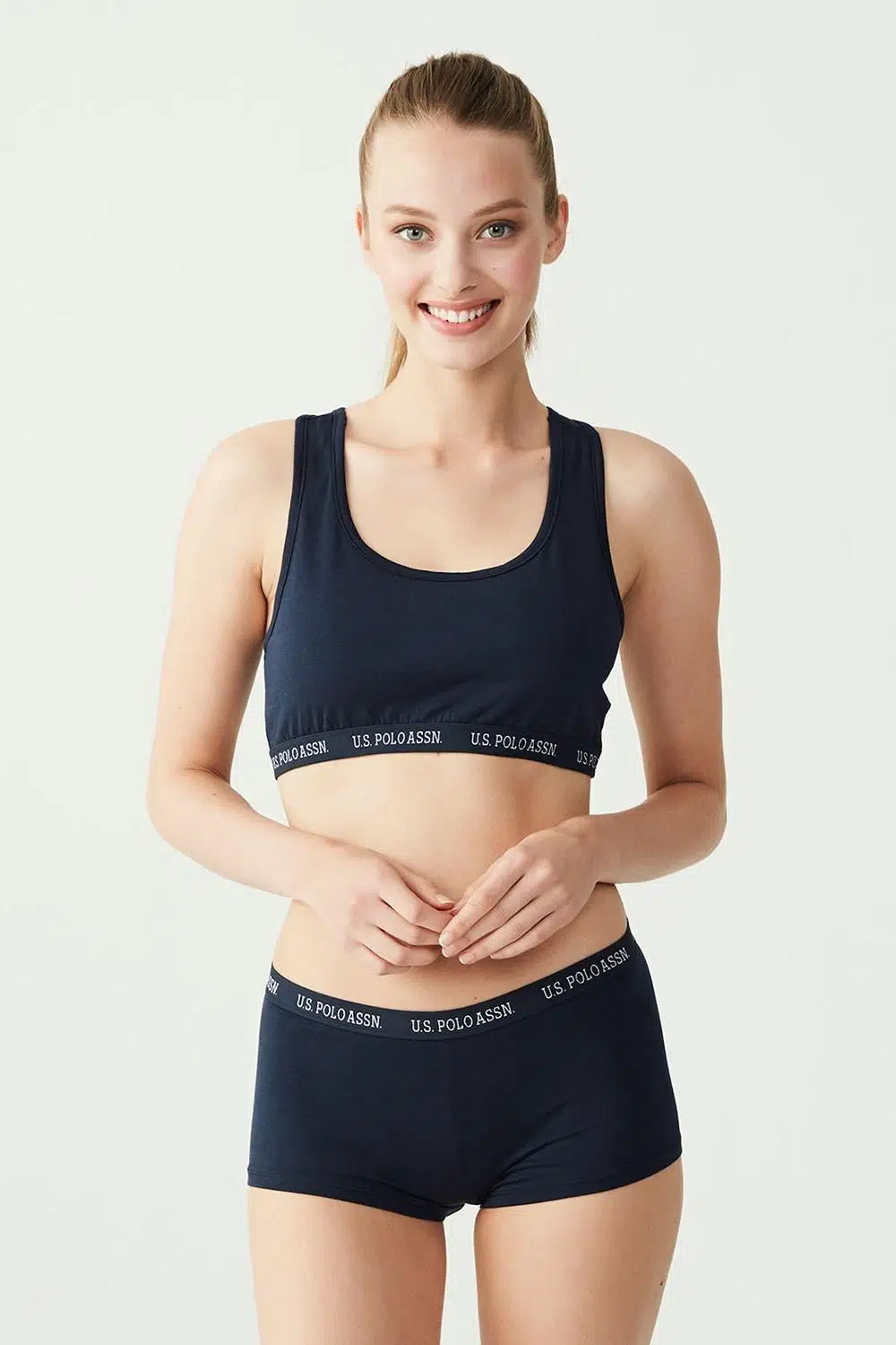 U.S. Polo Assn. 65003 Kadın Modal Sporcu Büstiyer Şort Set - LACİVERT
