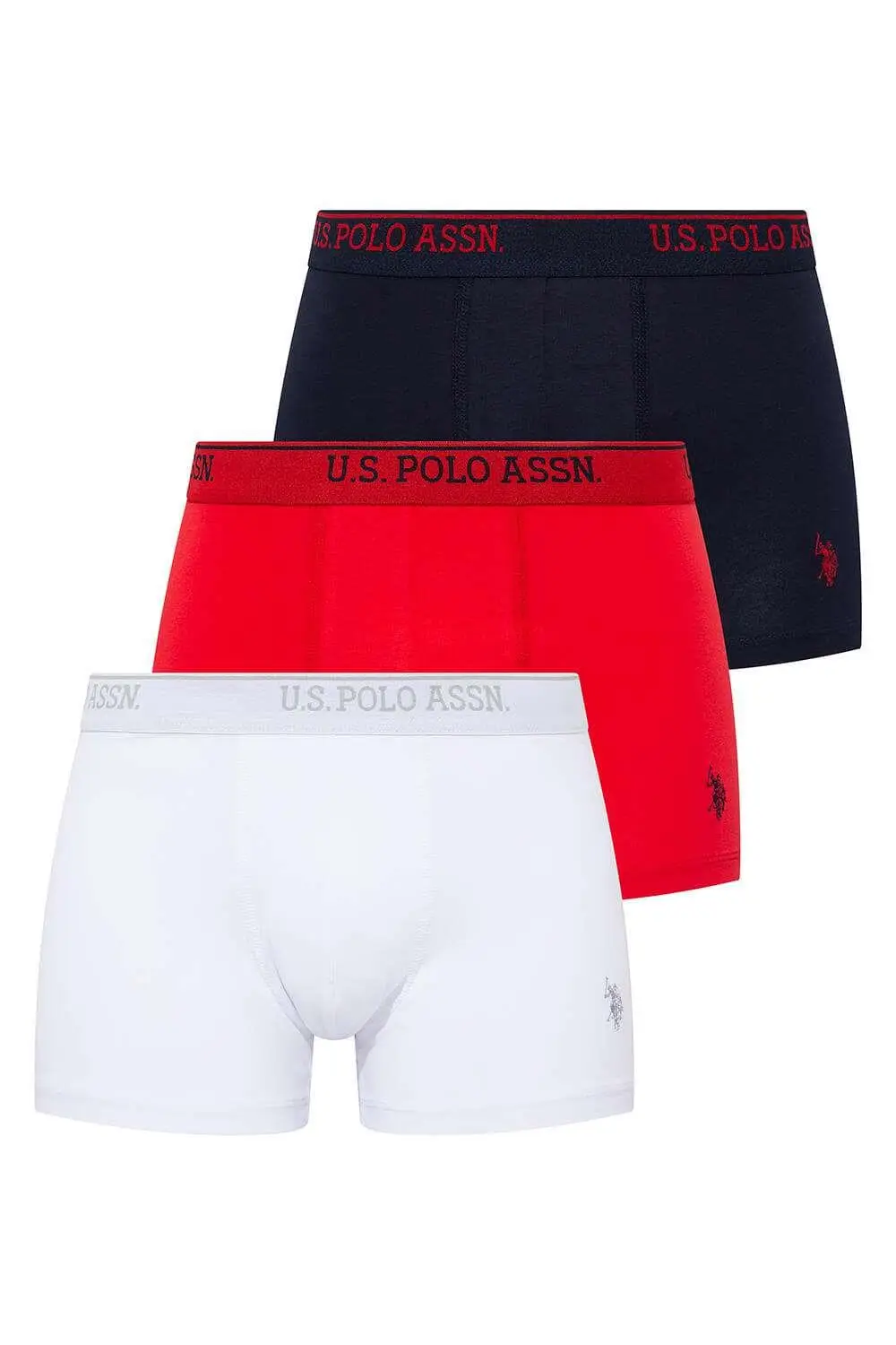 U.s Polo Assn. Erkek 3'lü Logolu Pamuklu Kutulu Rahat Esnek Boxer