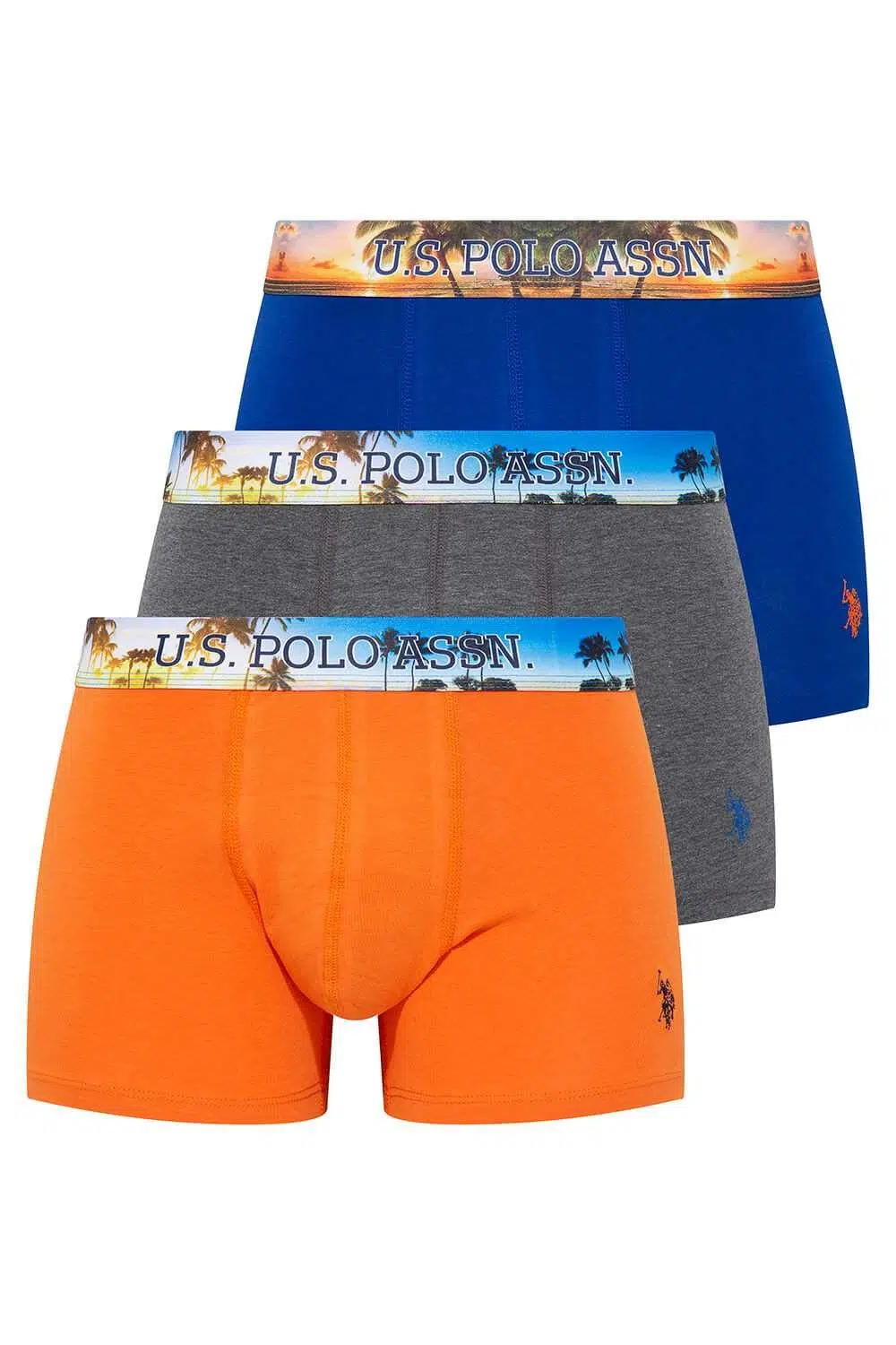 U.S. Polo Assn 80434 Erkek Saks Antrasit Turuncu 3 Lü Boxer - SAKS/ANTR/TURUNCU