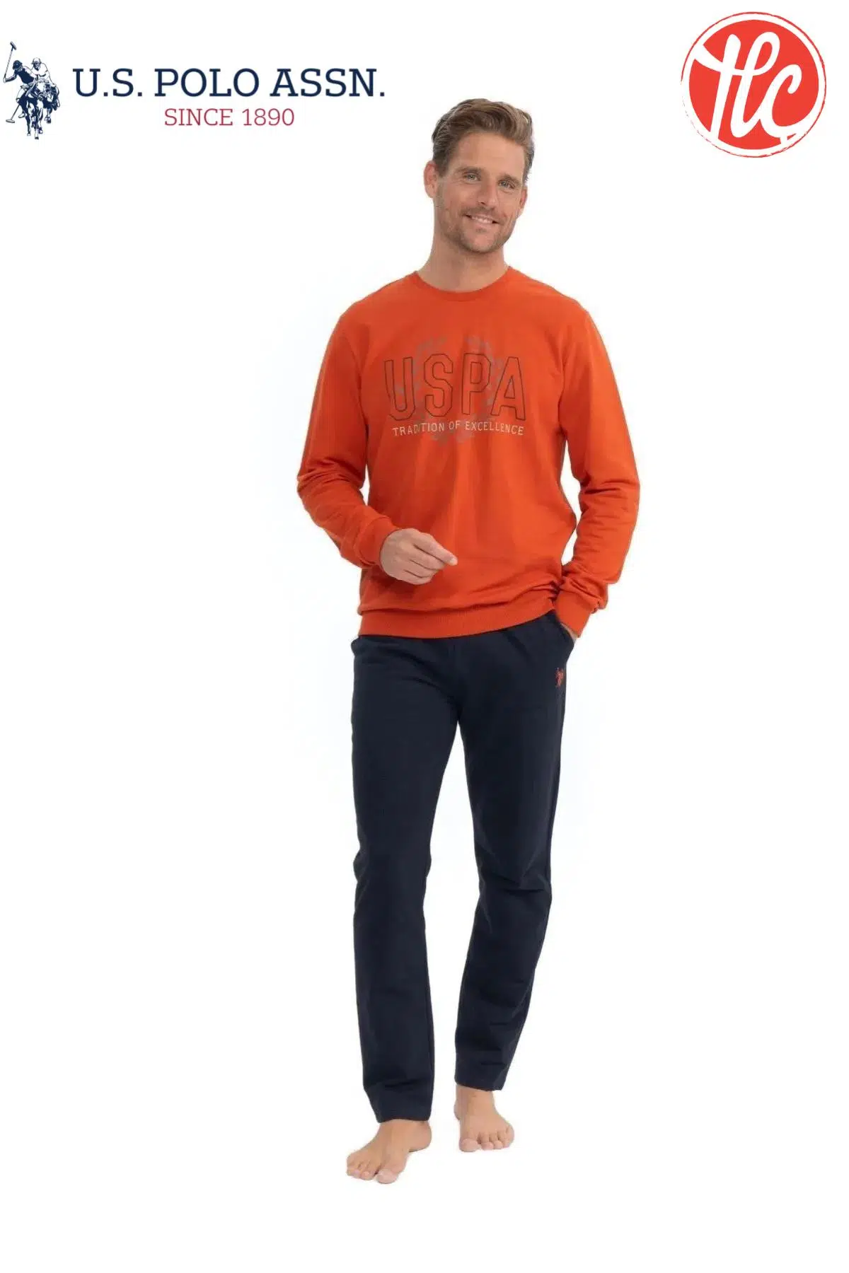 U.S. Polo Assn. Erkek %100 Pamuklu 4 Mevsim Uzun Kollu Yuvarlak Yaka İki İplik Pijama Takım