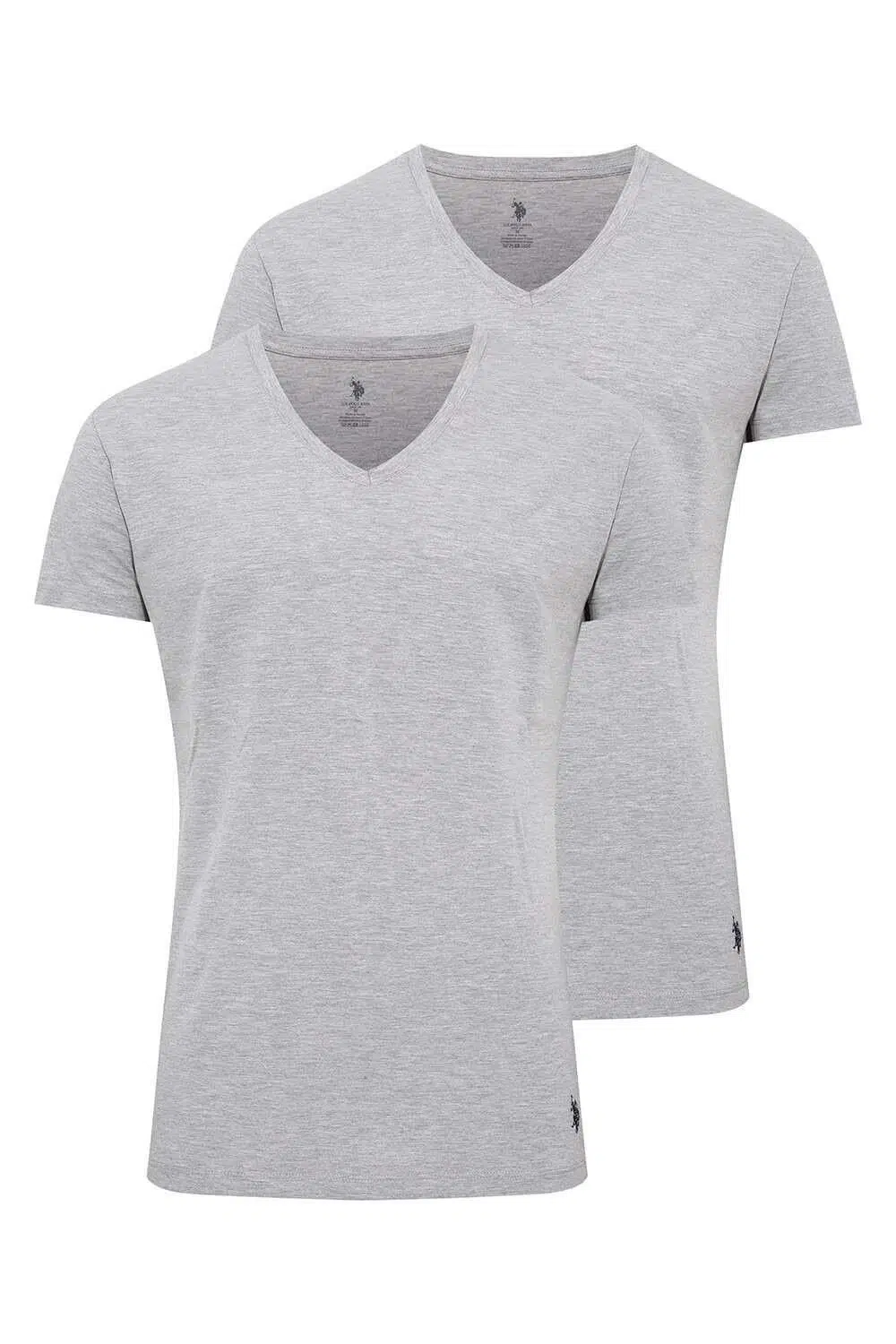 U.S. Polo Assn. Erkek 2'li V Yaka Kısa Kol T-shirt Atlet - GRİ