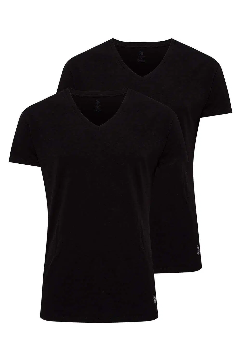 U.S. Polo Assn. Erkek 2'li V Yaka Kısa Kol T-shirt Atlet - SİYAH