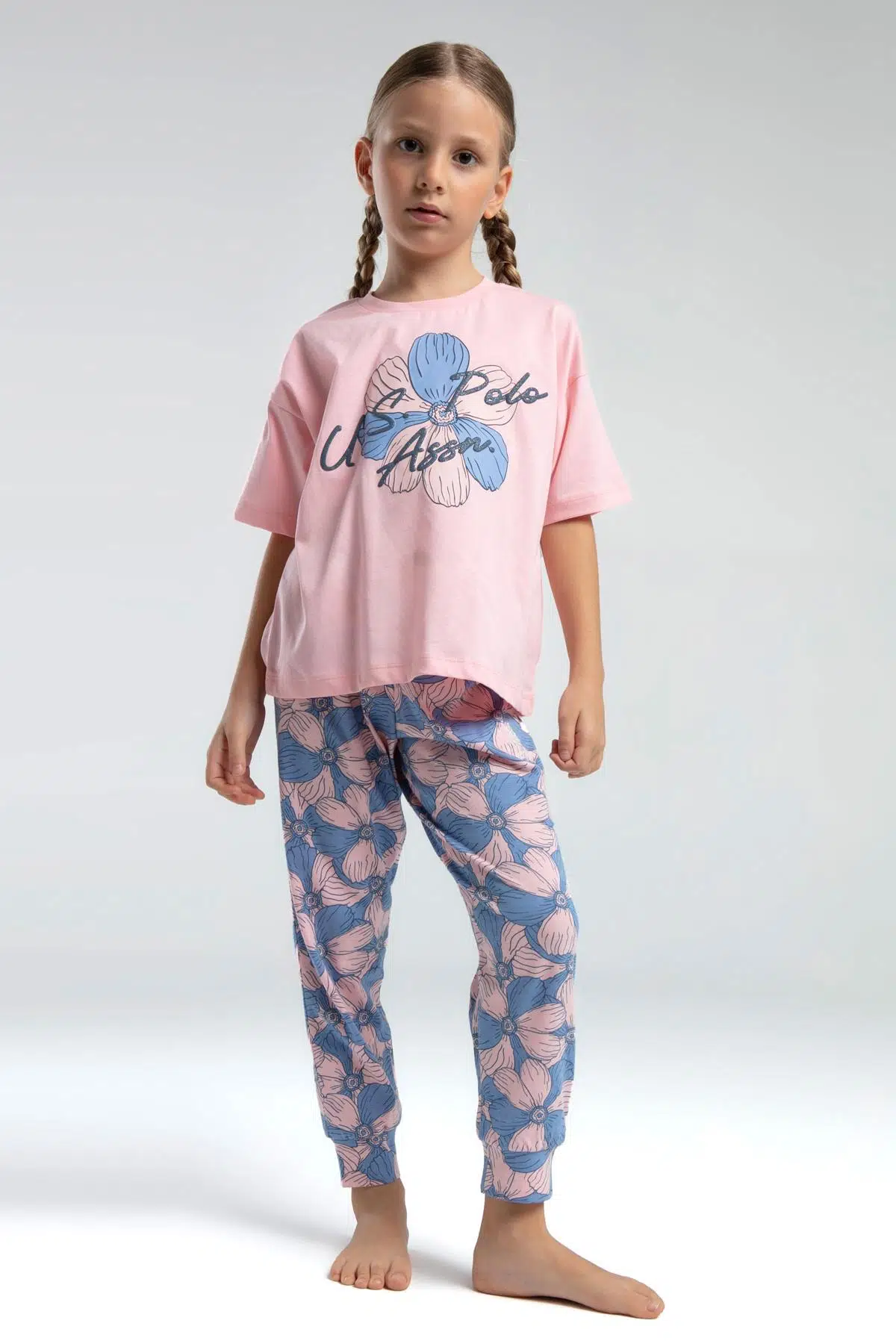 U.S. Polo Assn. Garson Kız Çocuk Kısa Kol Paça Lastikli Pijama Takım