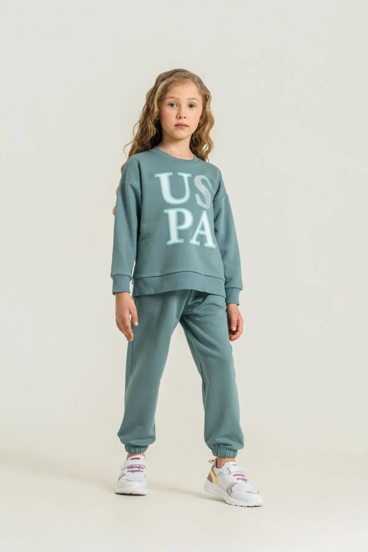 U.S. Polo Assn. Kız Çocuk Premium Uspa Baskılı Yeşil Uzun Kol Manşetli Eşofman Takım