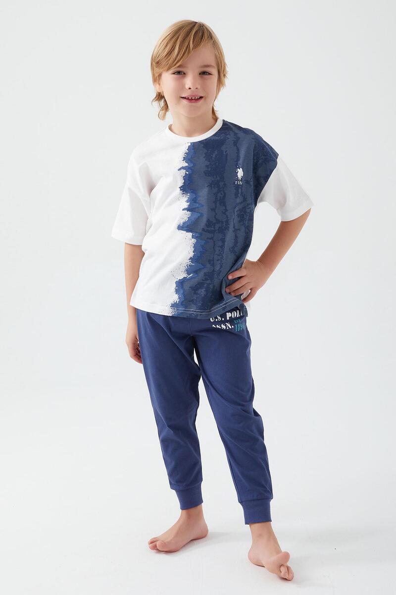 U.S. Polo Assn 1339 Garson İntense Creams Erkek Çocuk Kısa Kol Pijama Takım - KREM
